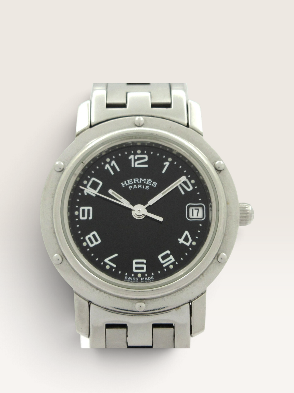 Hermès Watch Silver Black SS (Stainless Steel) Women’s
