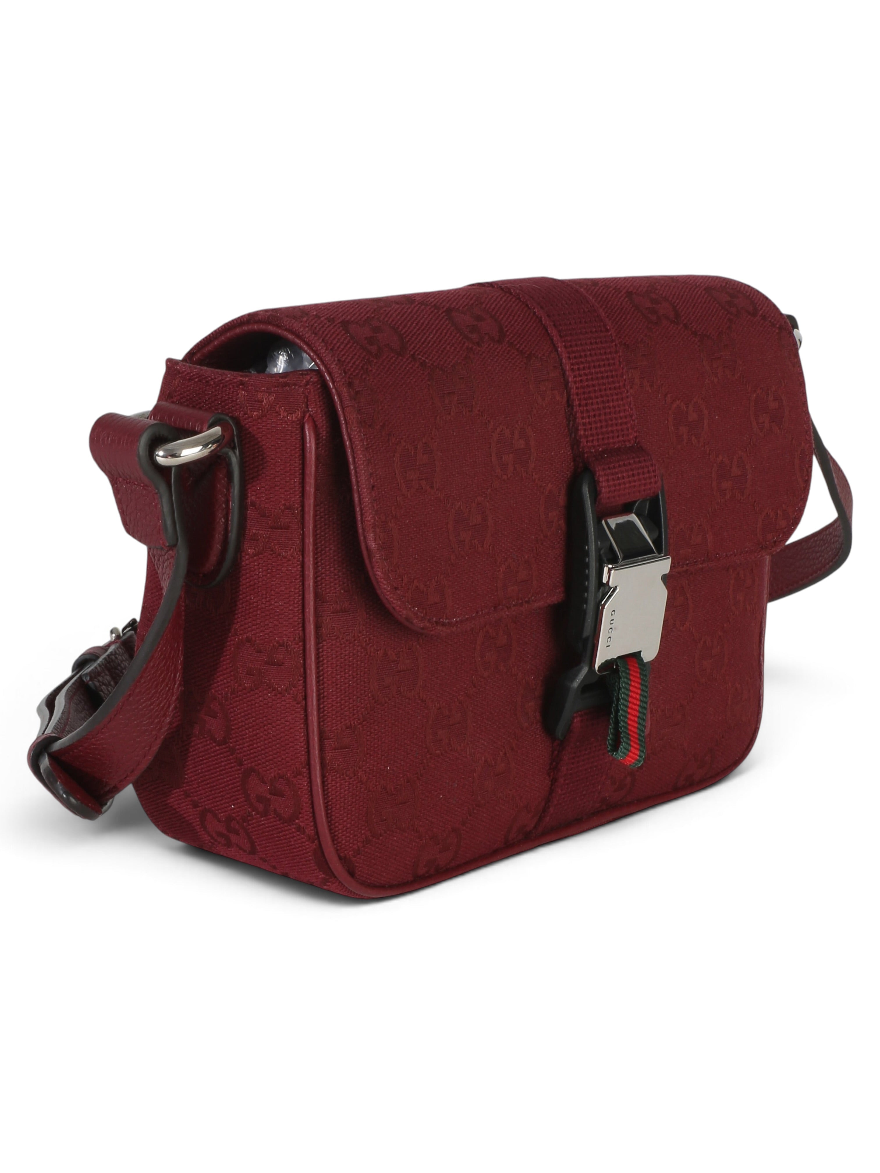 Gucci Burgundy Monogram Canvas Small Buckle Messenger