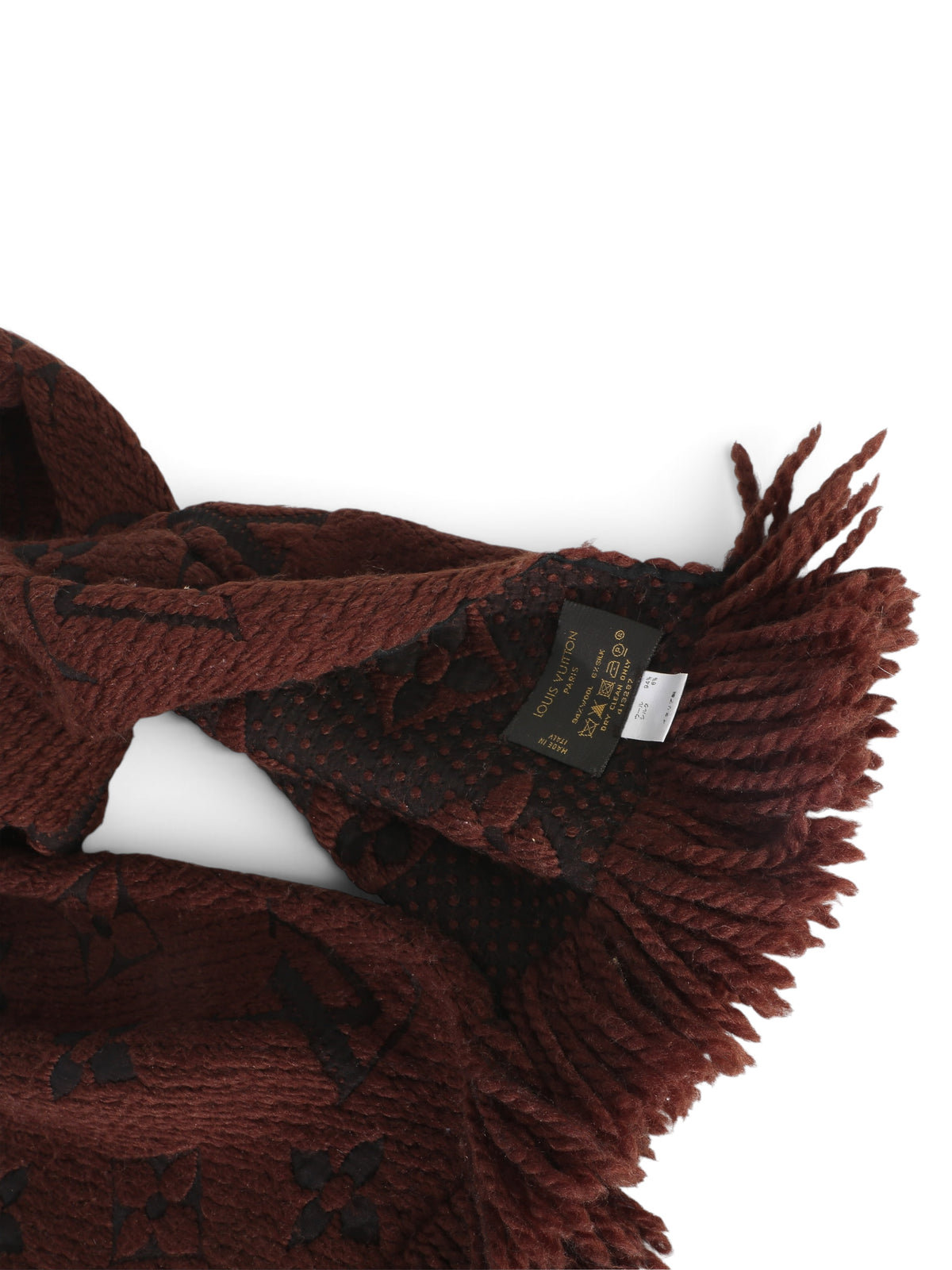 Louis Vuitton Brown Wool Logomania Fringe Scarf