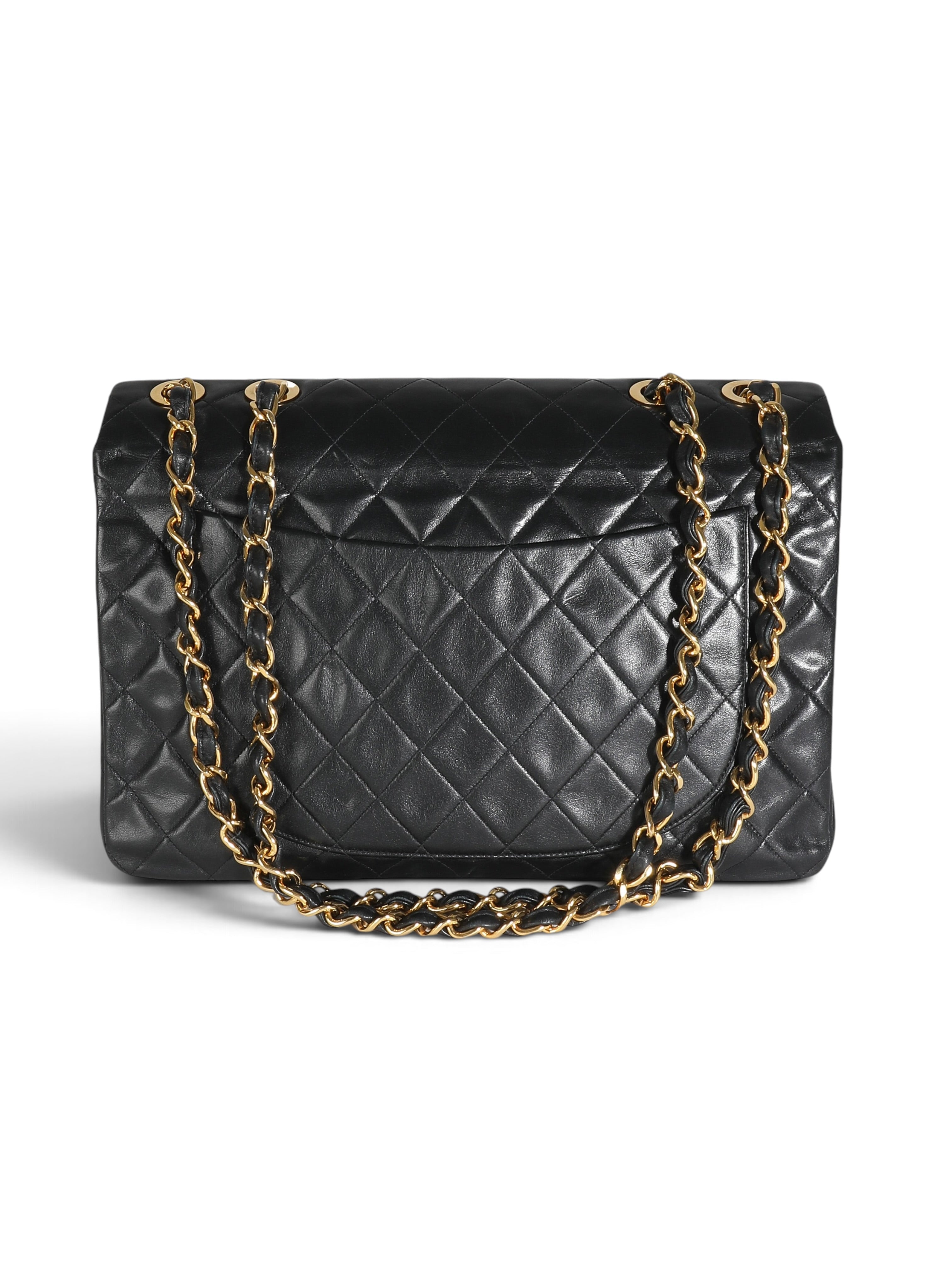 Chanel Vintage Black Lambskin Maxi XL Flap