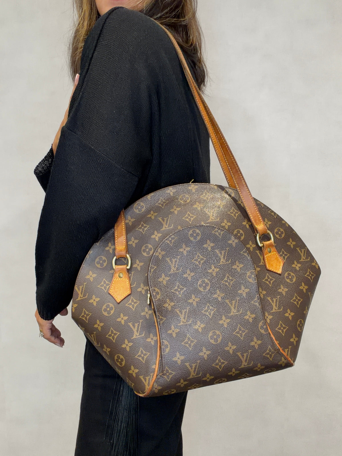 Louis Vuitton Monogram Elipse Shopping Shoulder Bag Brown