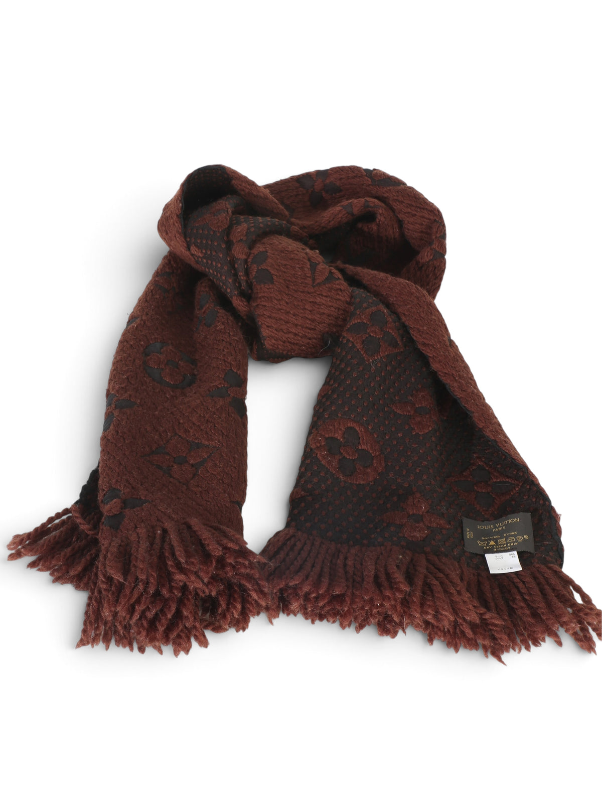 Louis Vuitton Brown Wool Logomania Fringe Scarf