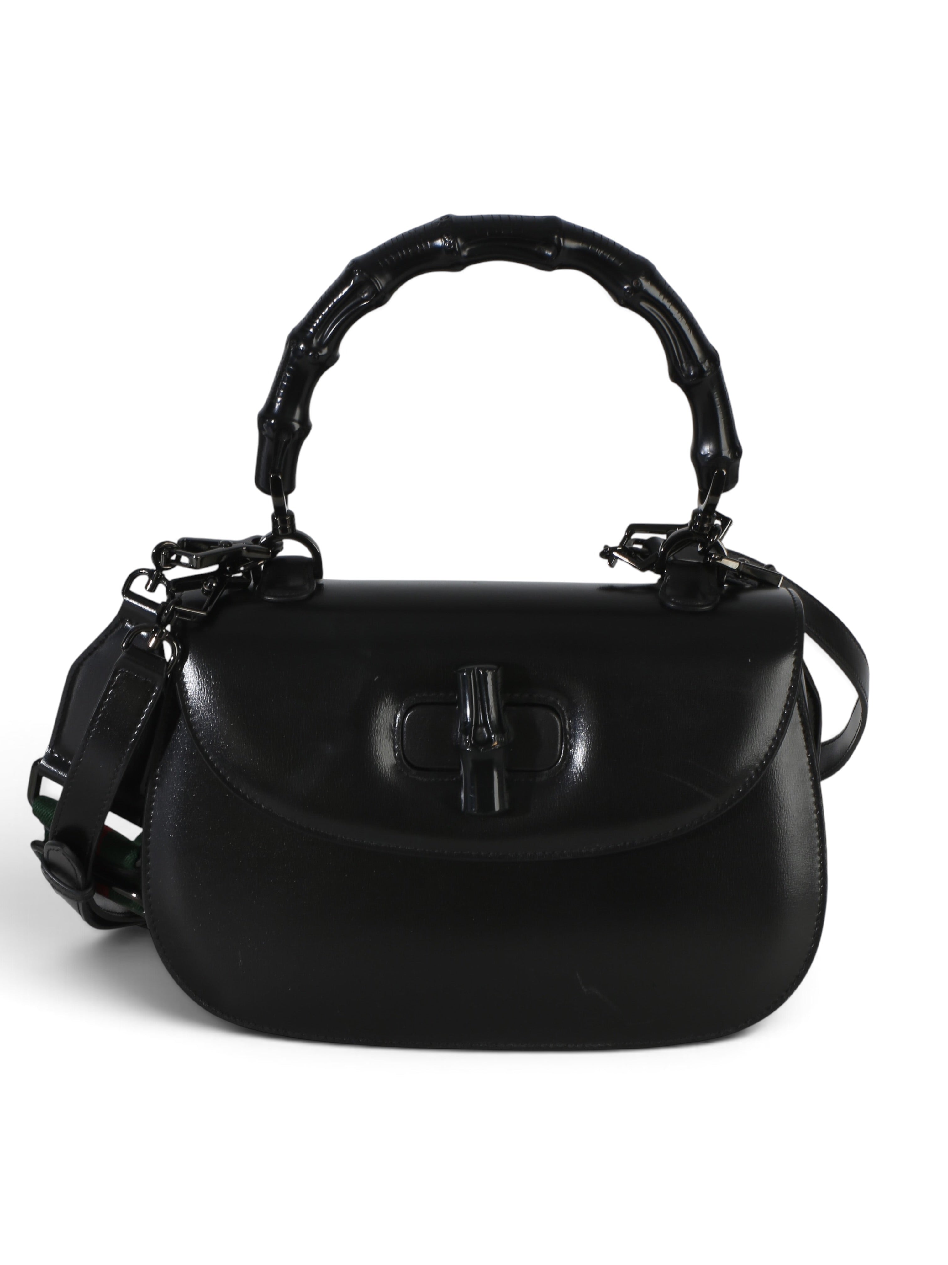 Gucci Black Monochromatic Medium Bamboo 1947 Top Handle