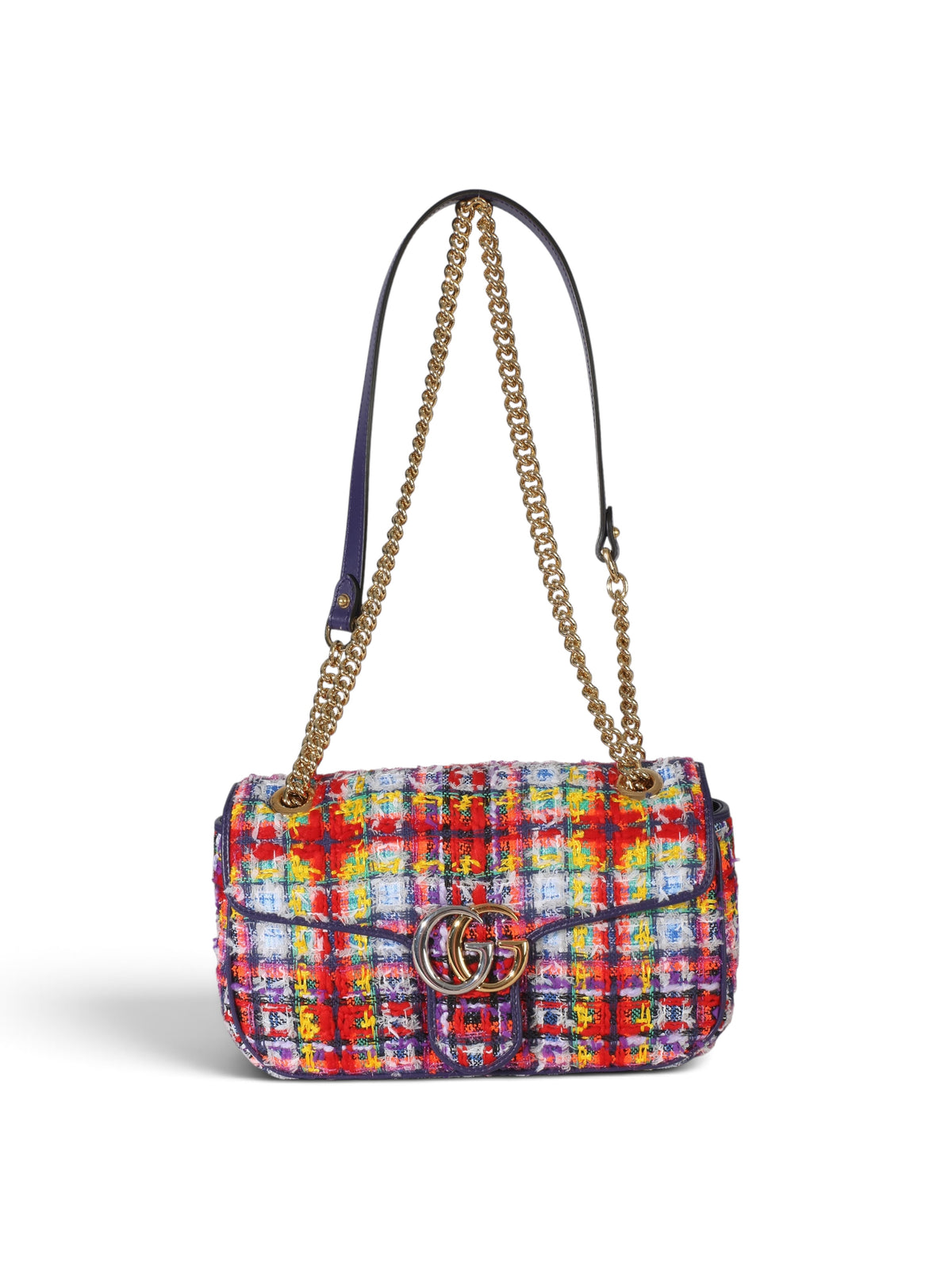 Gucci Small Multicolor Tweed Marmont Shoulder Bag