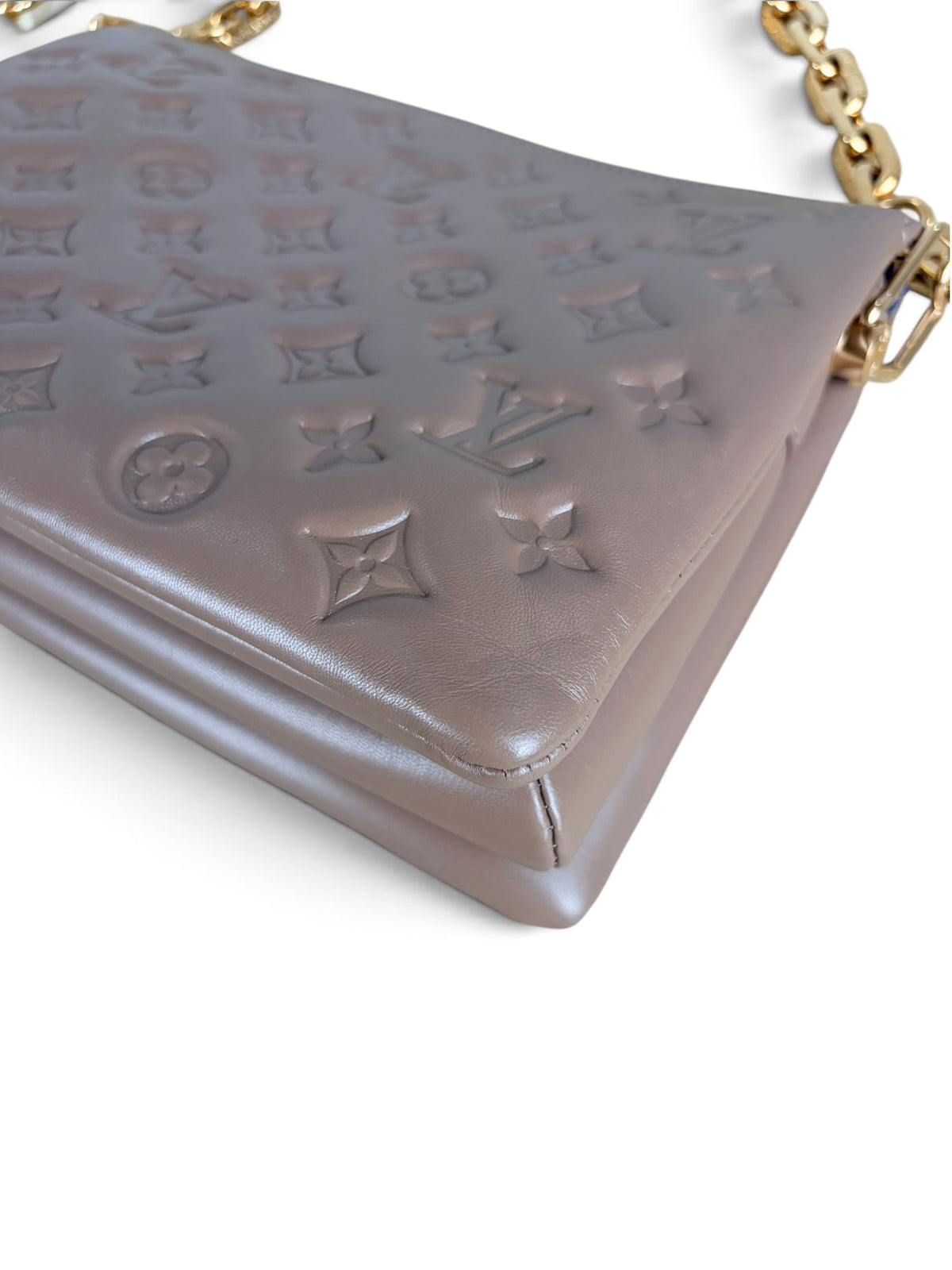 Louis Vuitton Taupe Embossed Monogram Coussin PM