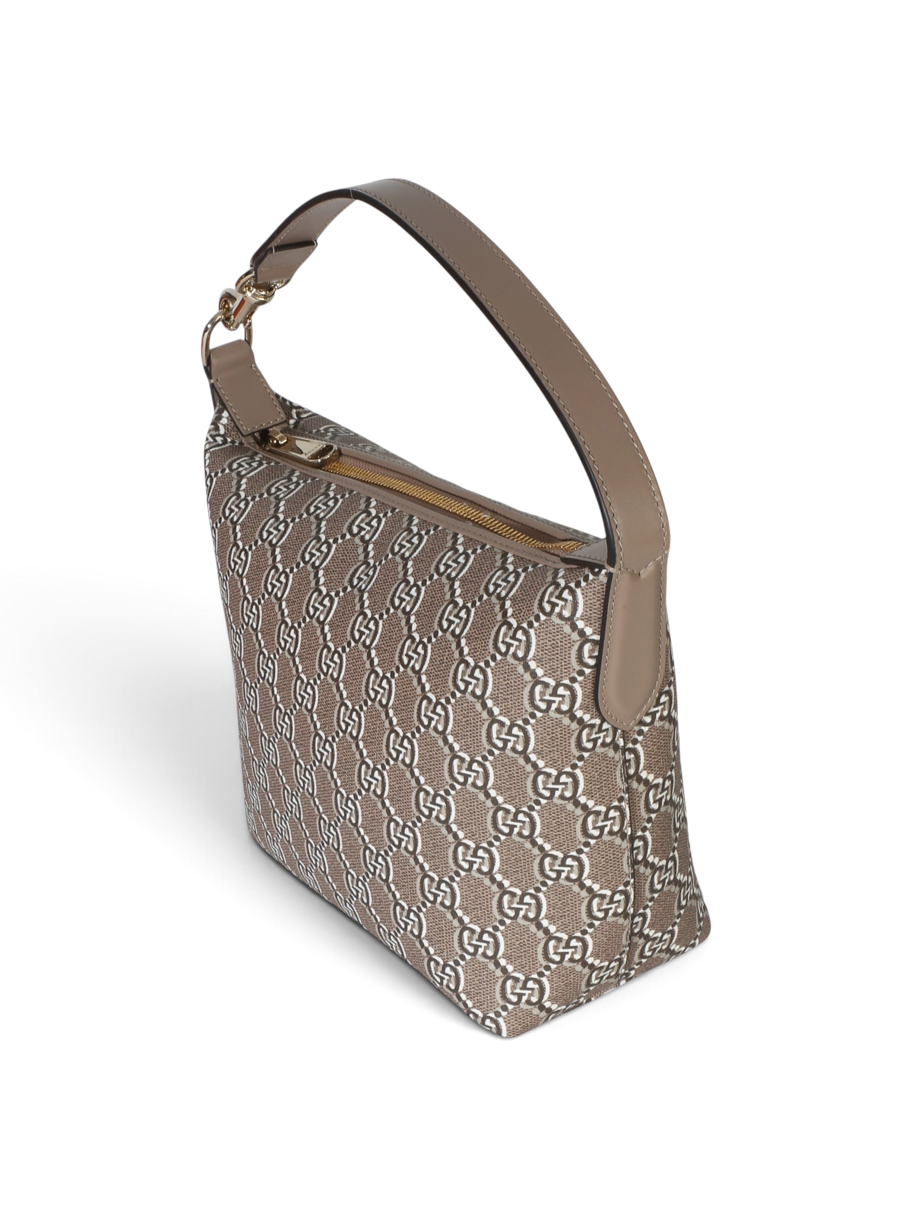 Gucci Taupe GG Shadow Monogram Canvas Super Mini Ophidia Hobo