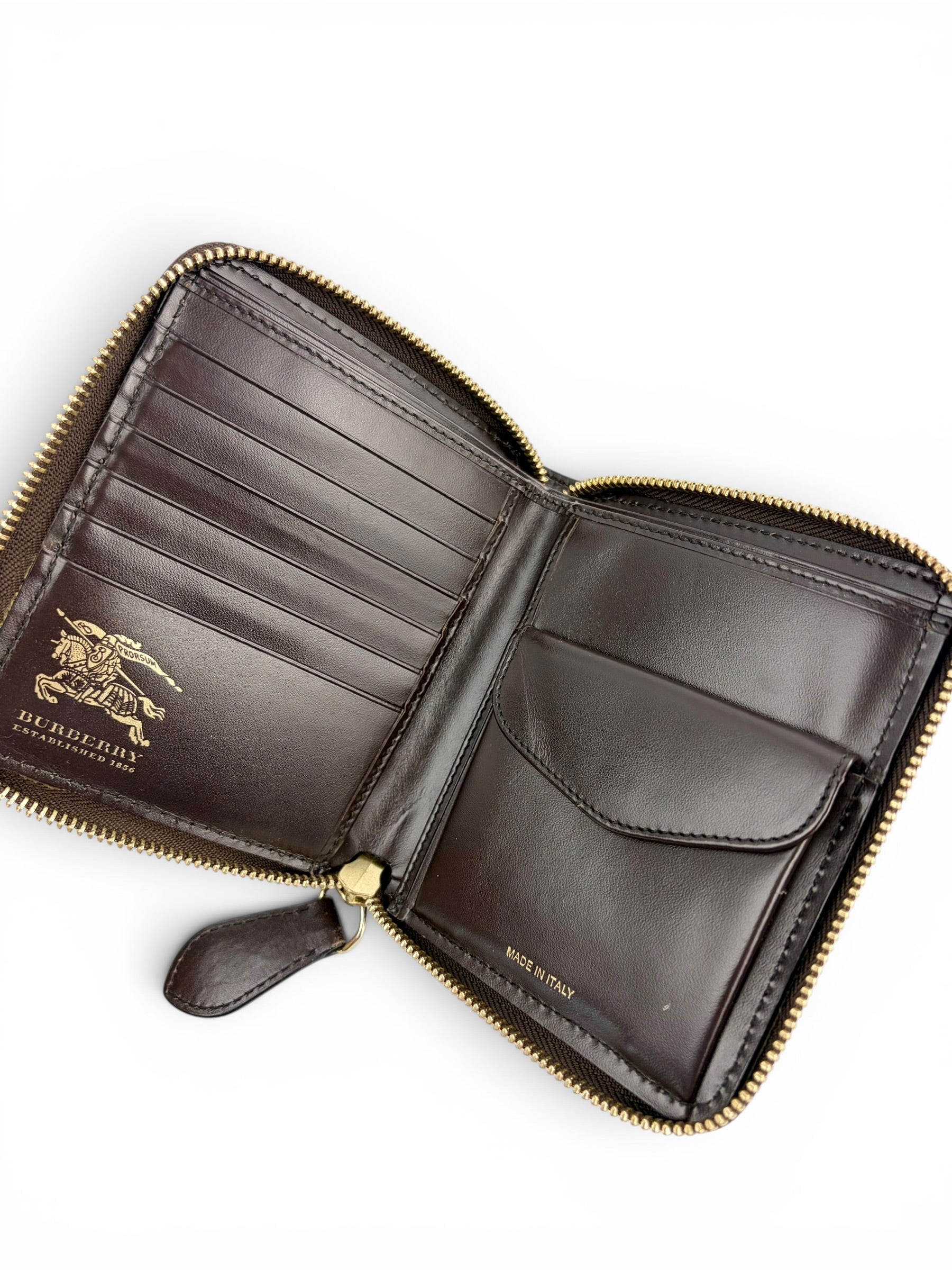 Burberry Check Tall Compact Zip Wallet