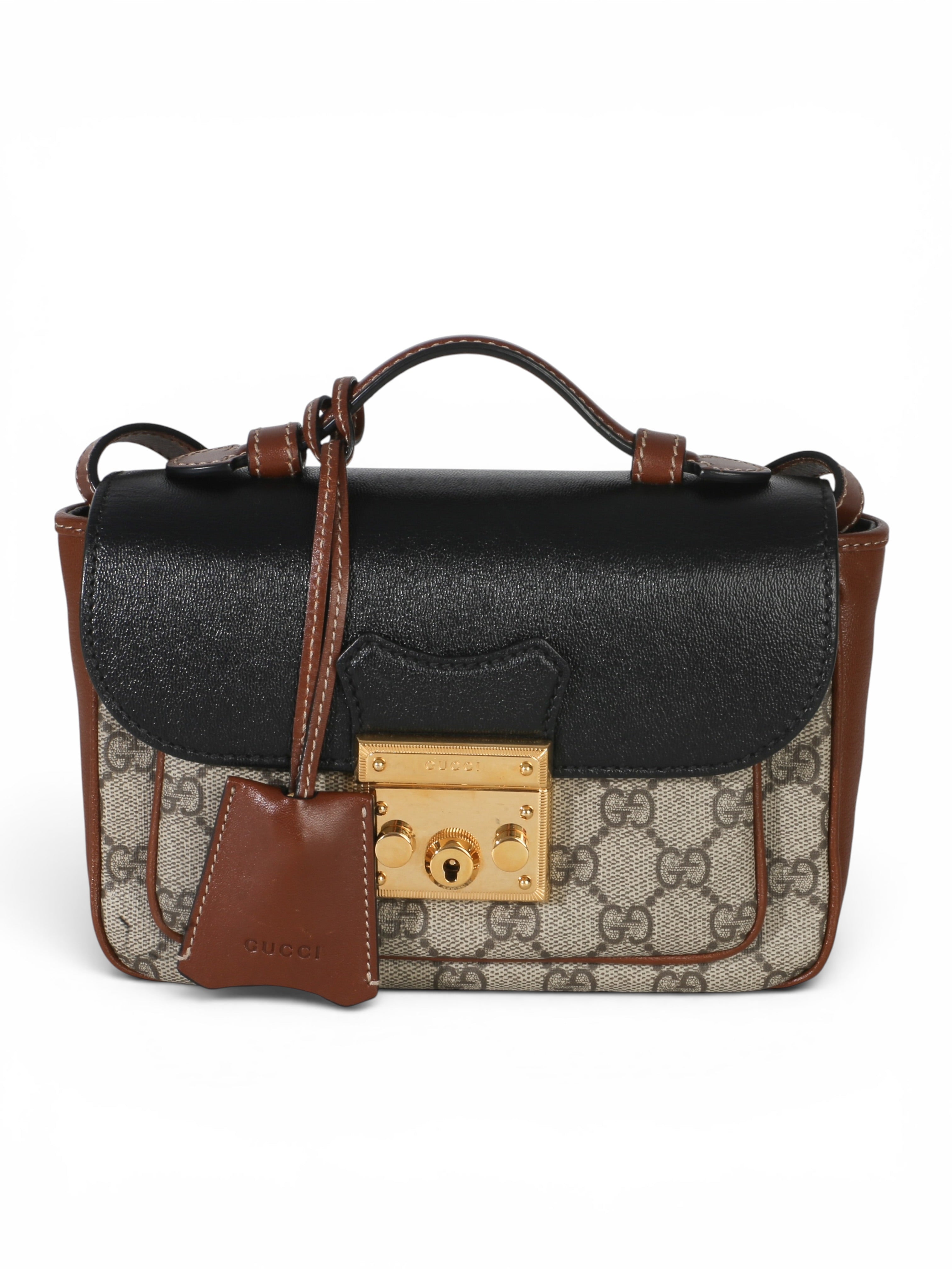 Gucci Black Supreme Monogram Mini Padlock Bag
