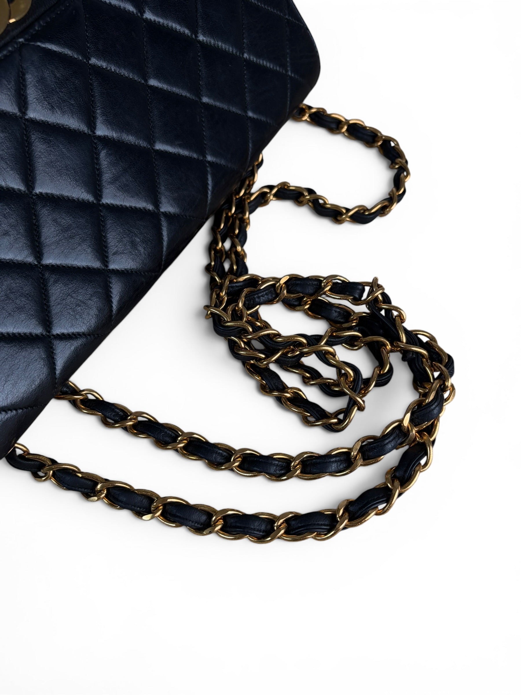 Chanel Vintage Black Lambskin Jumbo Classic