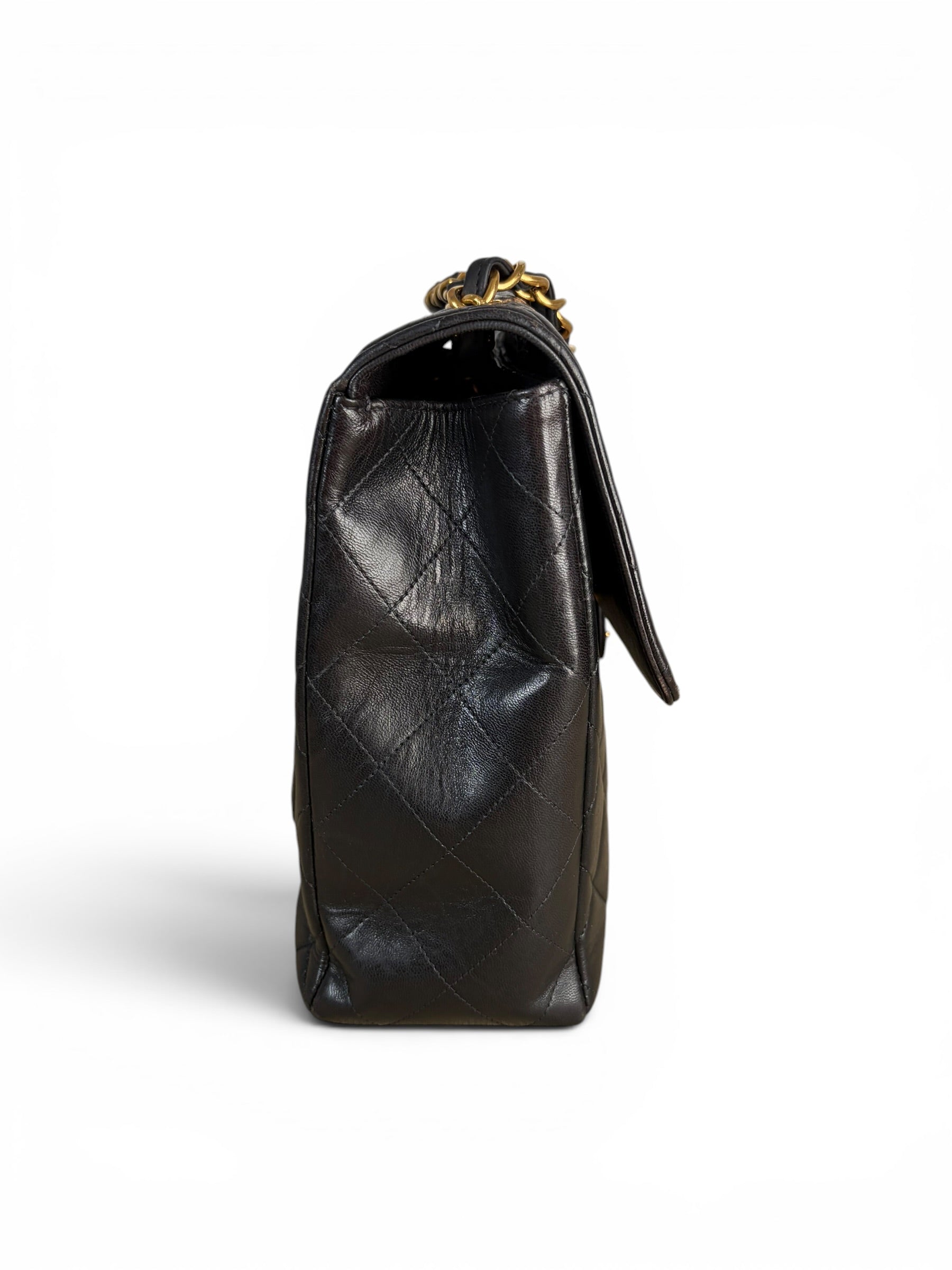 Chanel Vintage Black Lambskin Jumbo Classic