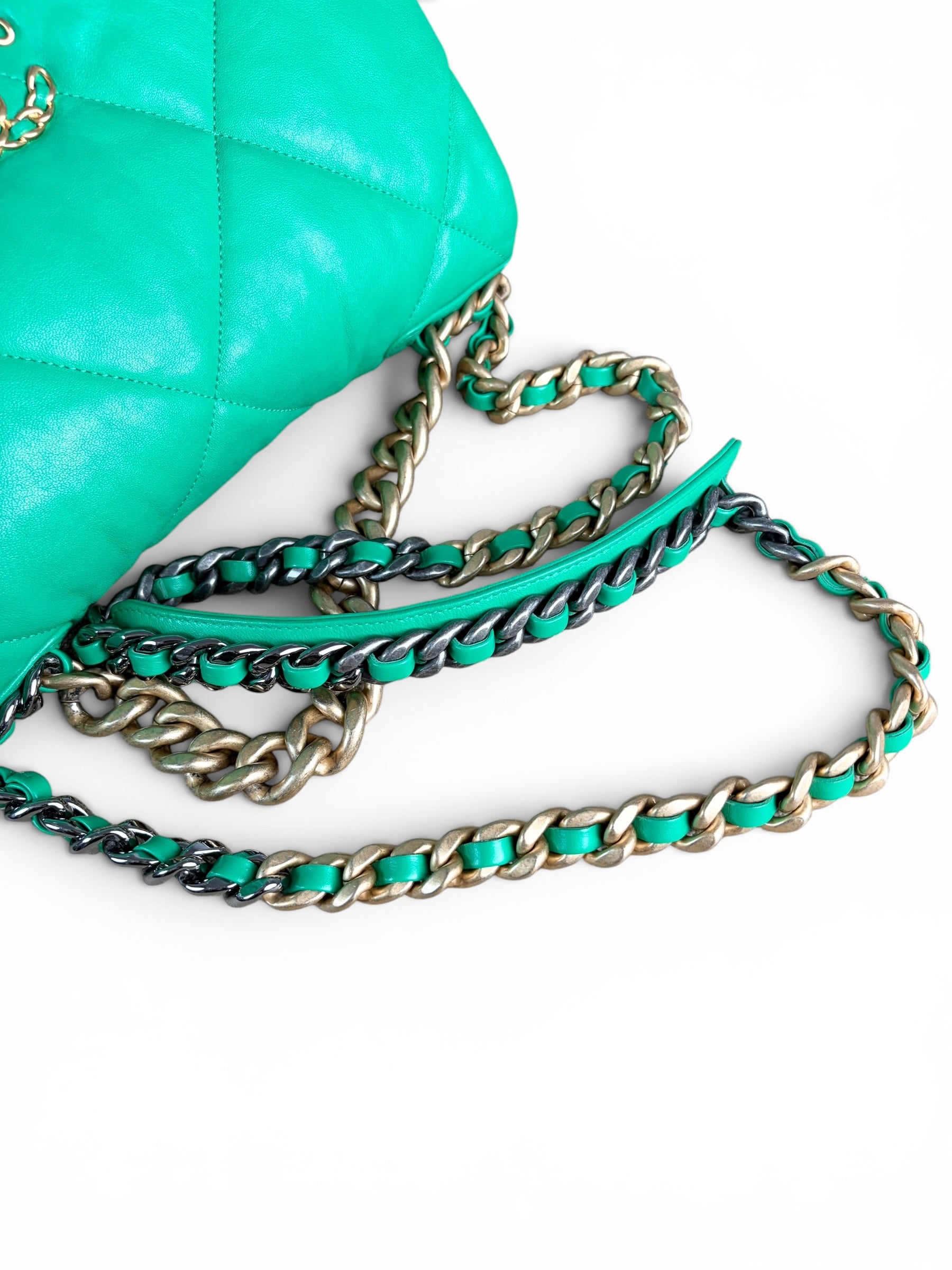 Chanel Green Lambskin Chanel 19 Large