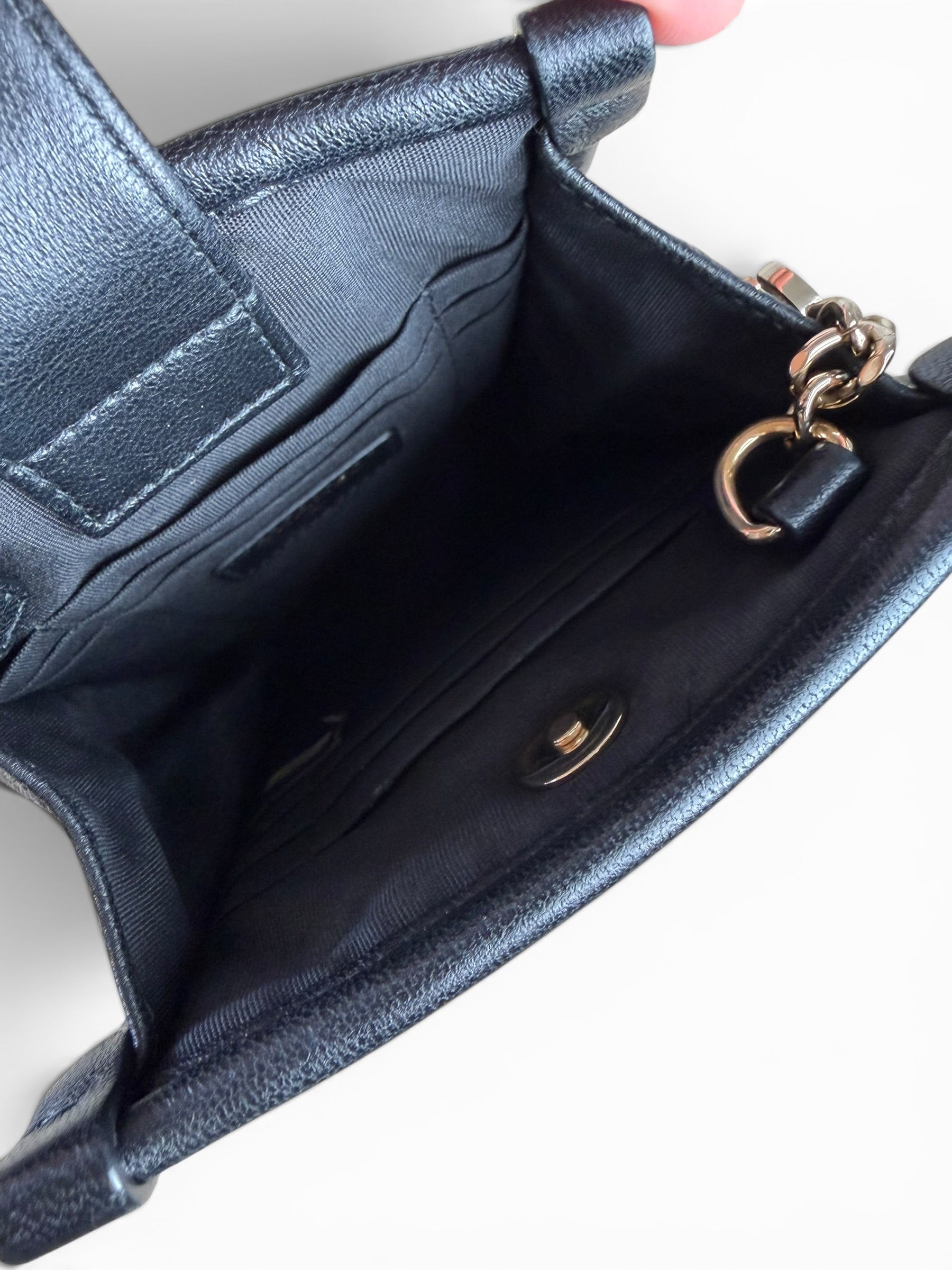Chanel Black Tweed PVC Clutch On Chain