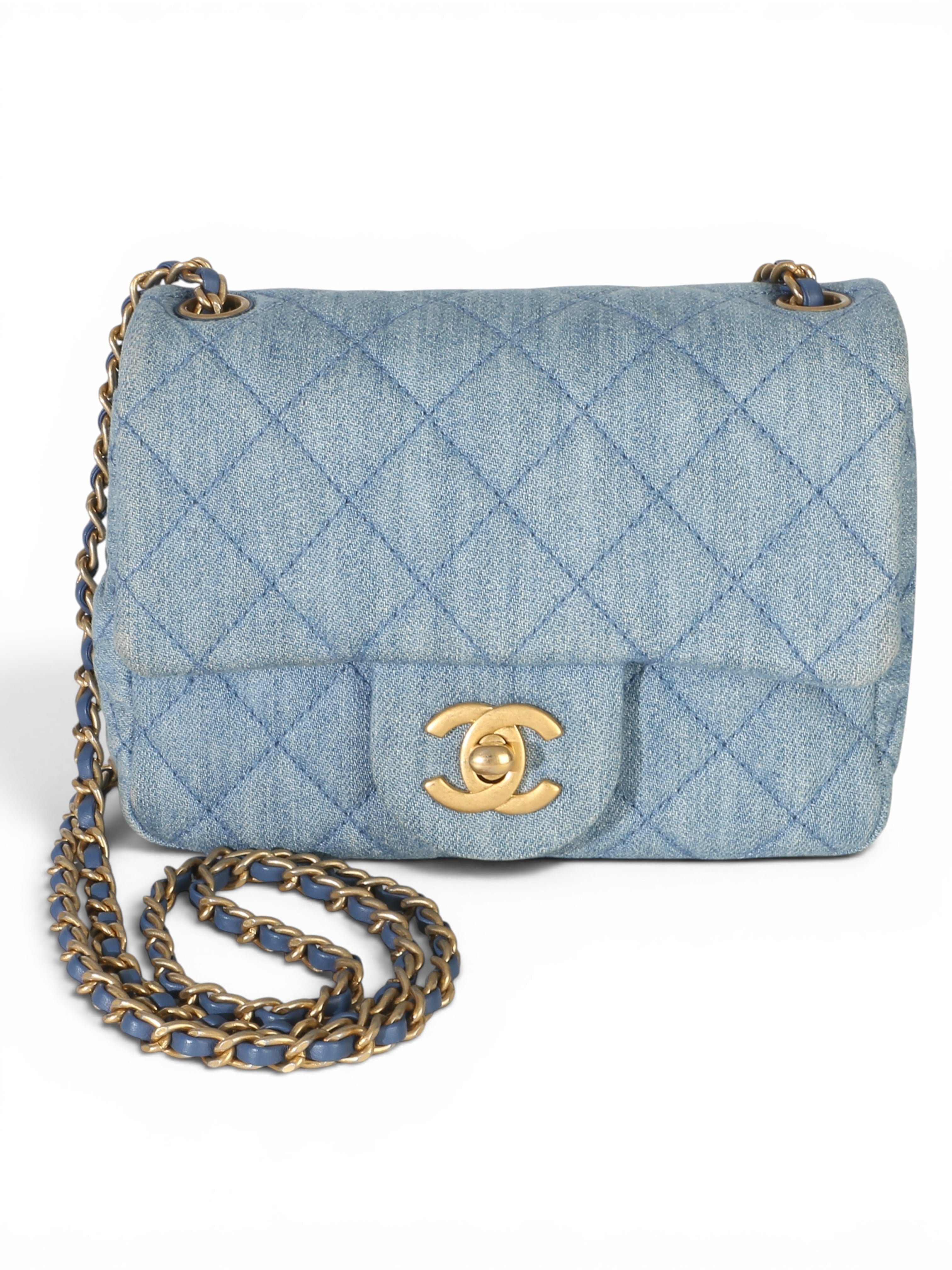 Chanel Denim Mini Pearl Crush Flap Bag