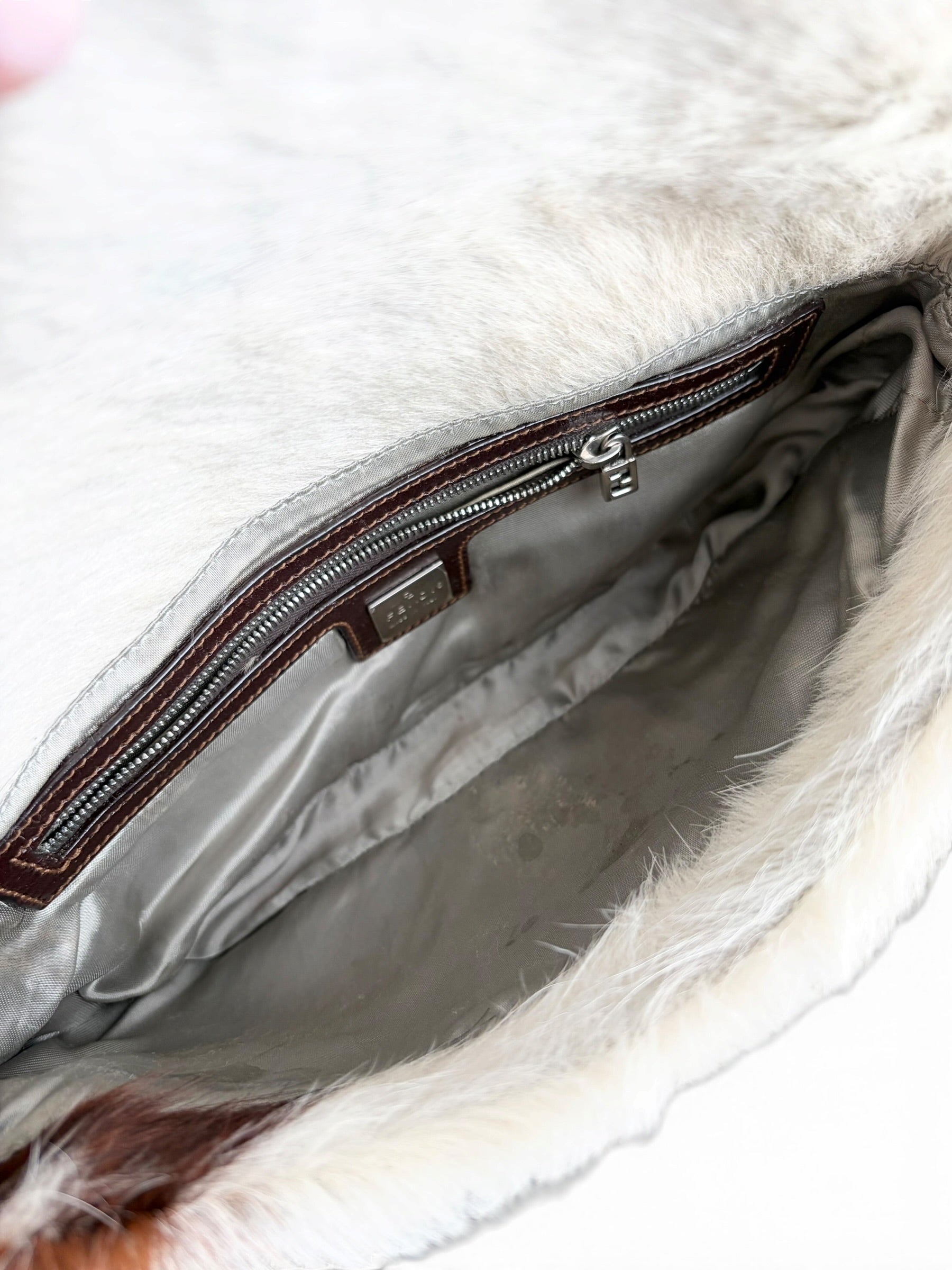 Fendi Vintage White Pony Hair Baguette