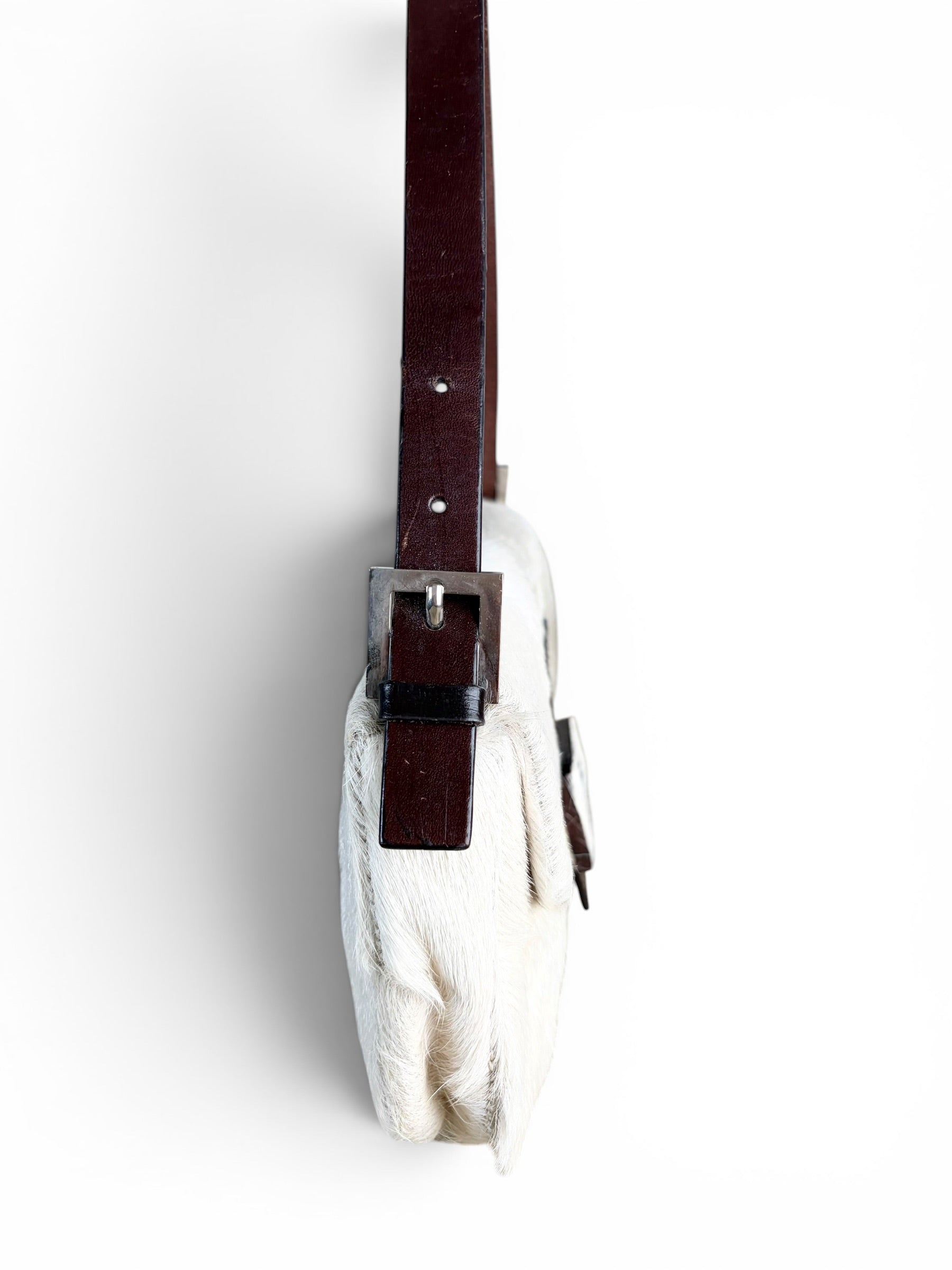 Fendi Vintage White Pony Hair Baguette