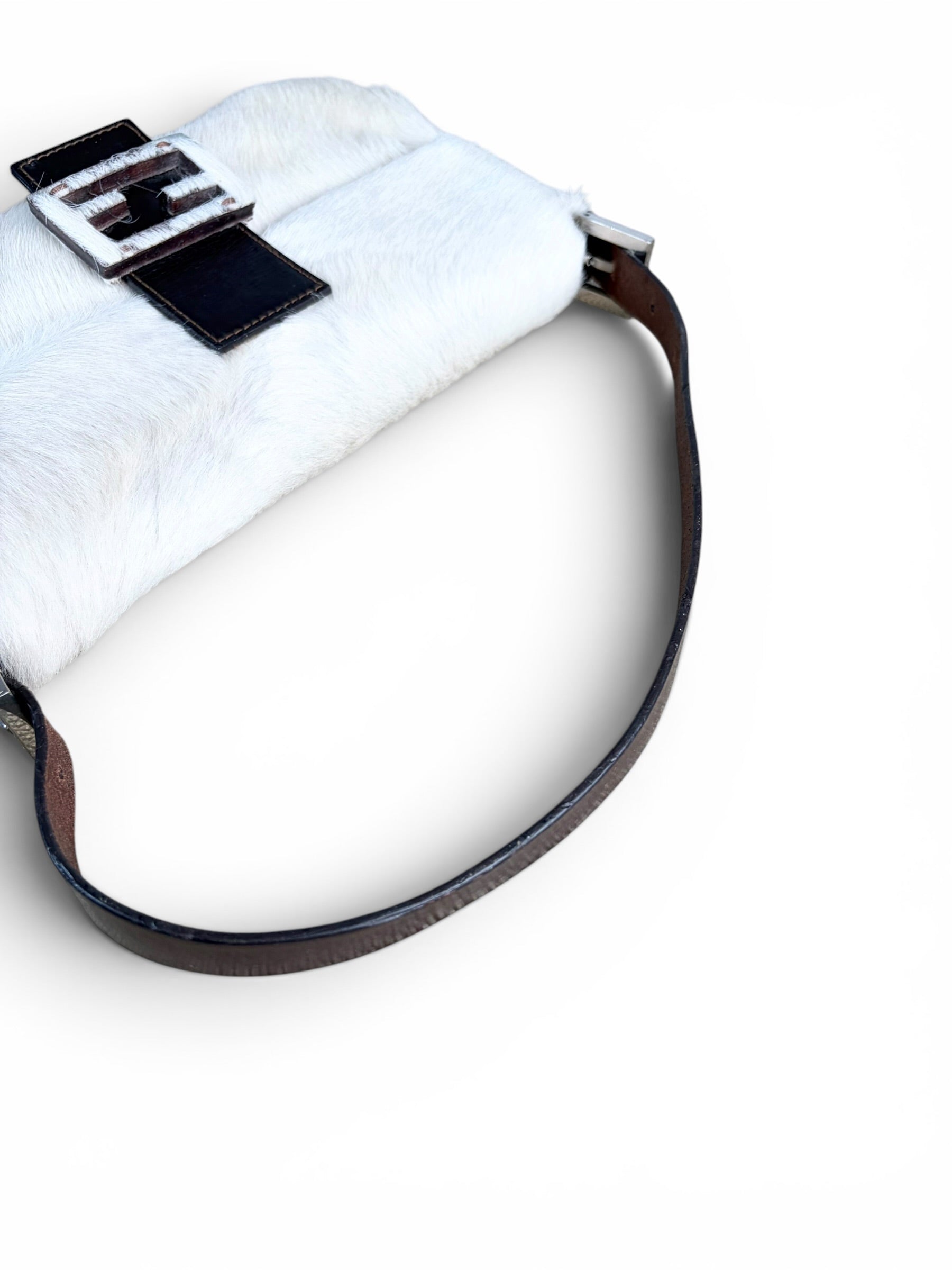 Fendi Vintage White Pony Hair Baguette