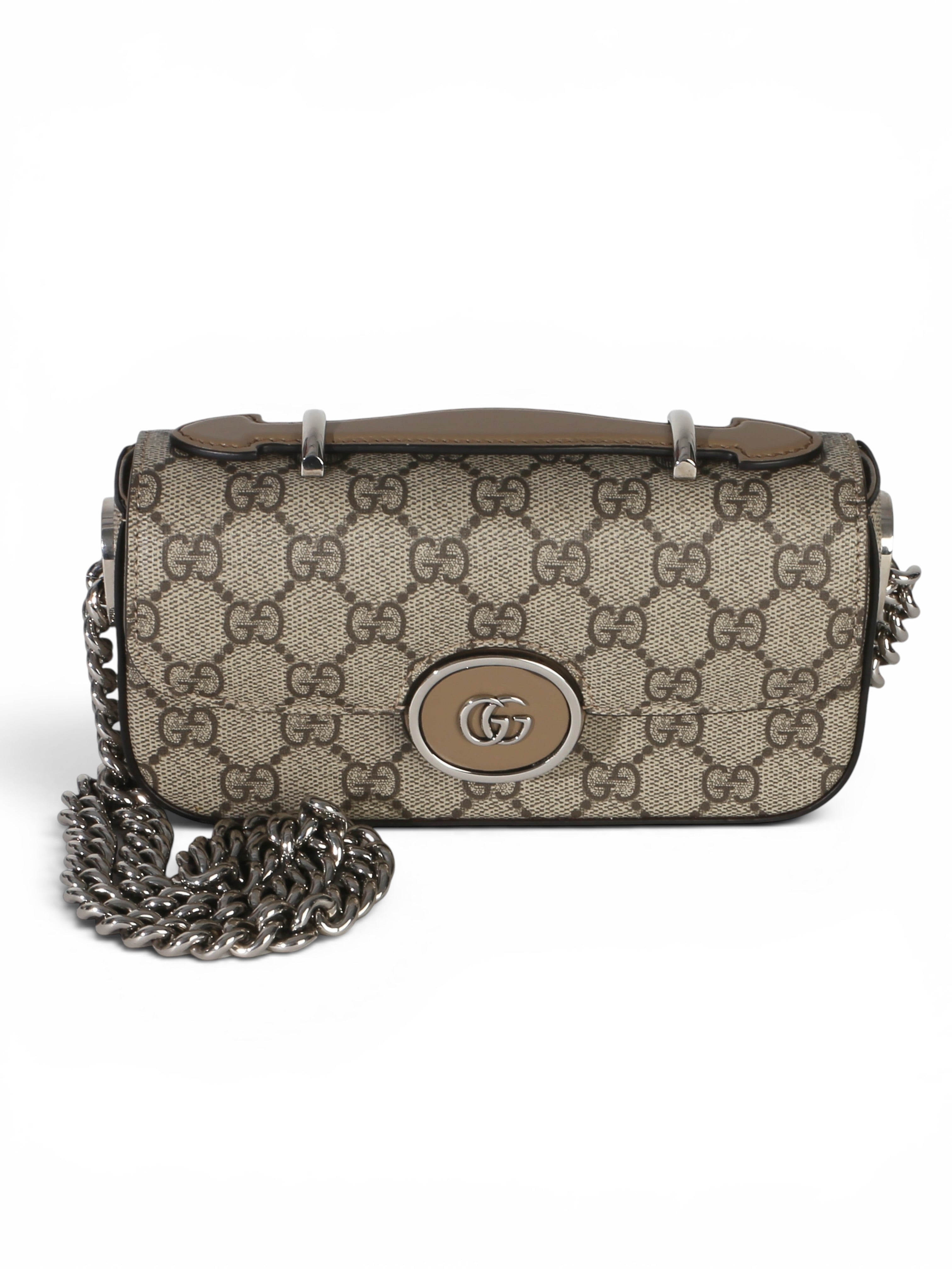Gucci Supreme Senna Petite GG Top Handle Chain Shoulder Bag