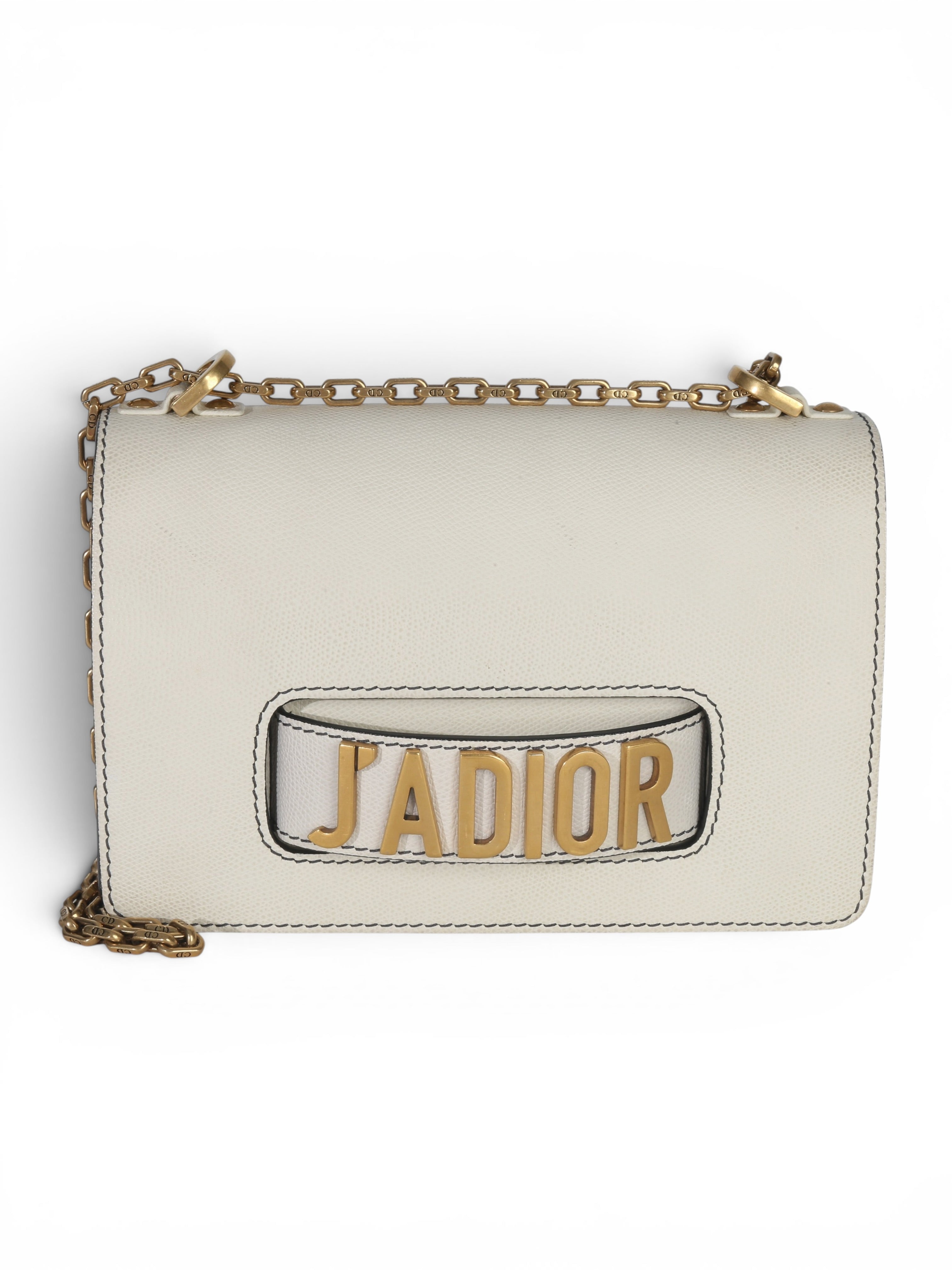 Christian Dior Off White Calfskin J’Adior Chain Flap