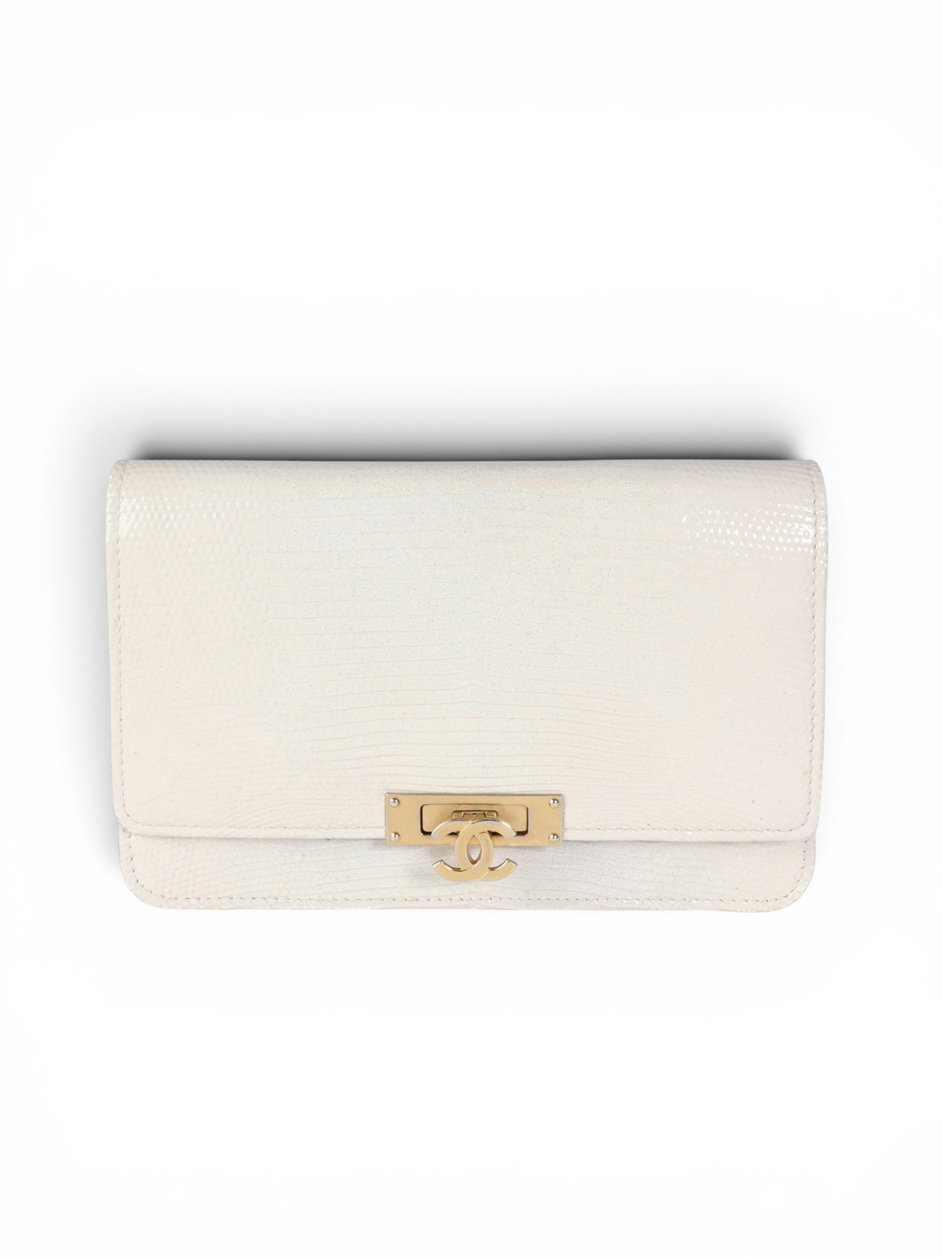 Chanel Ivory Lizard Golden Class Wallet on Chain