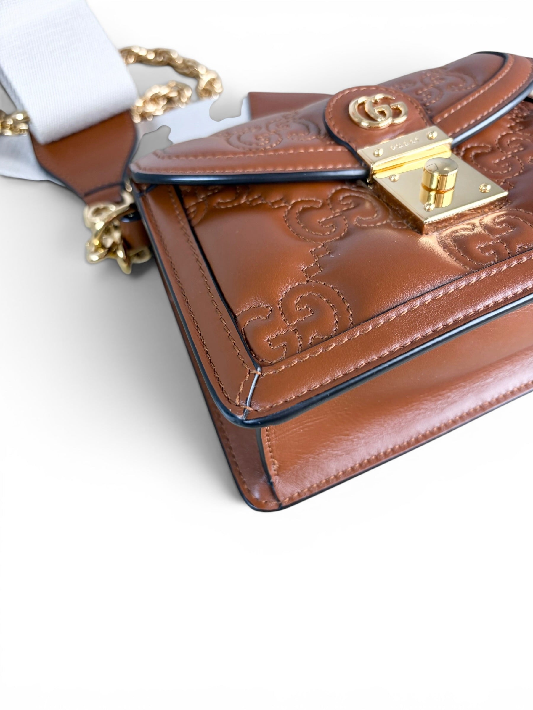 Gucci Caramel Leather GG Top Handle