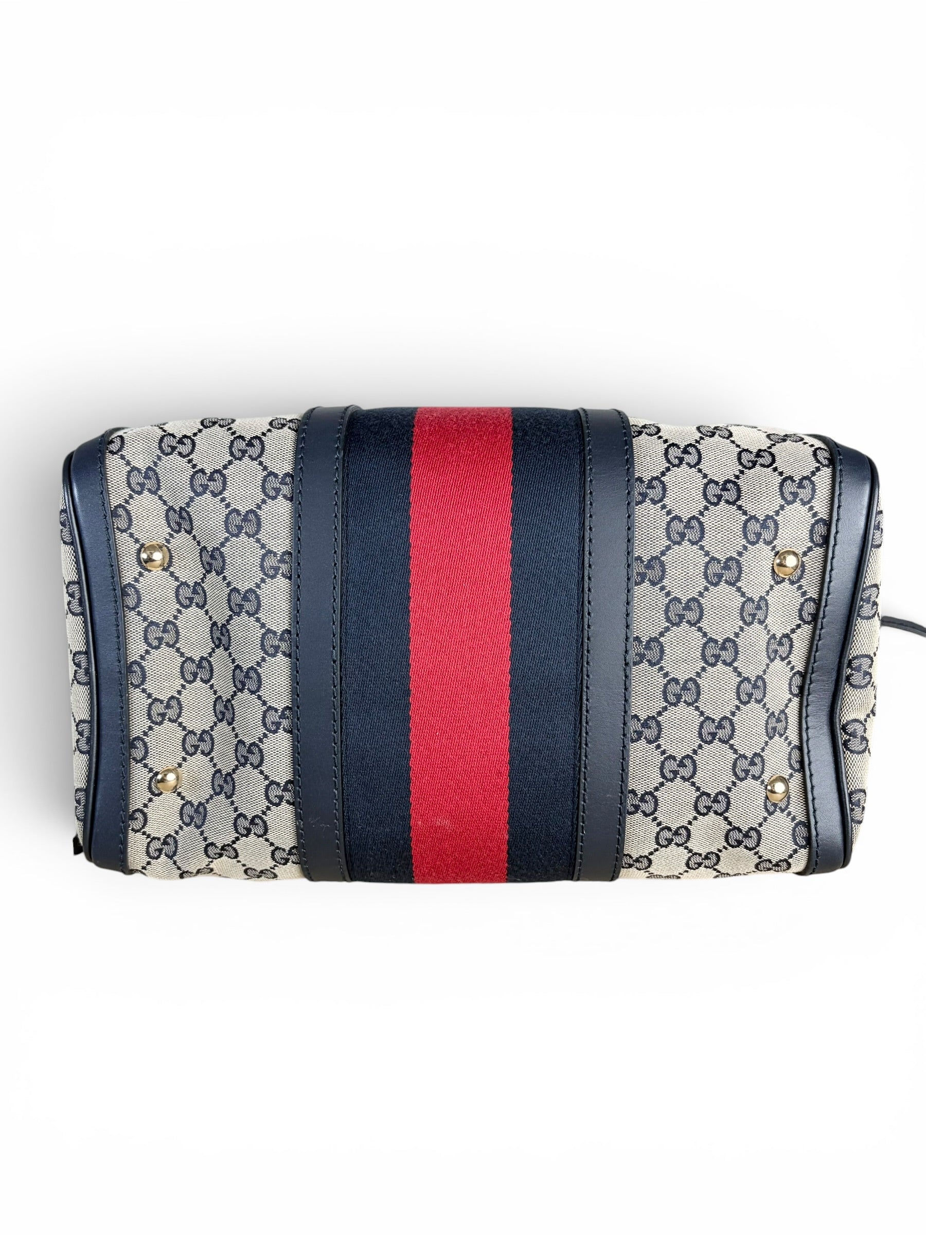 Gucci Navy Monogram Medium Boston Bag
