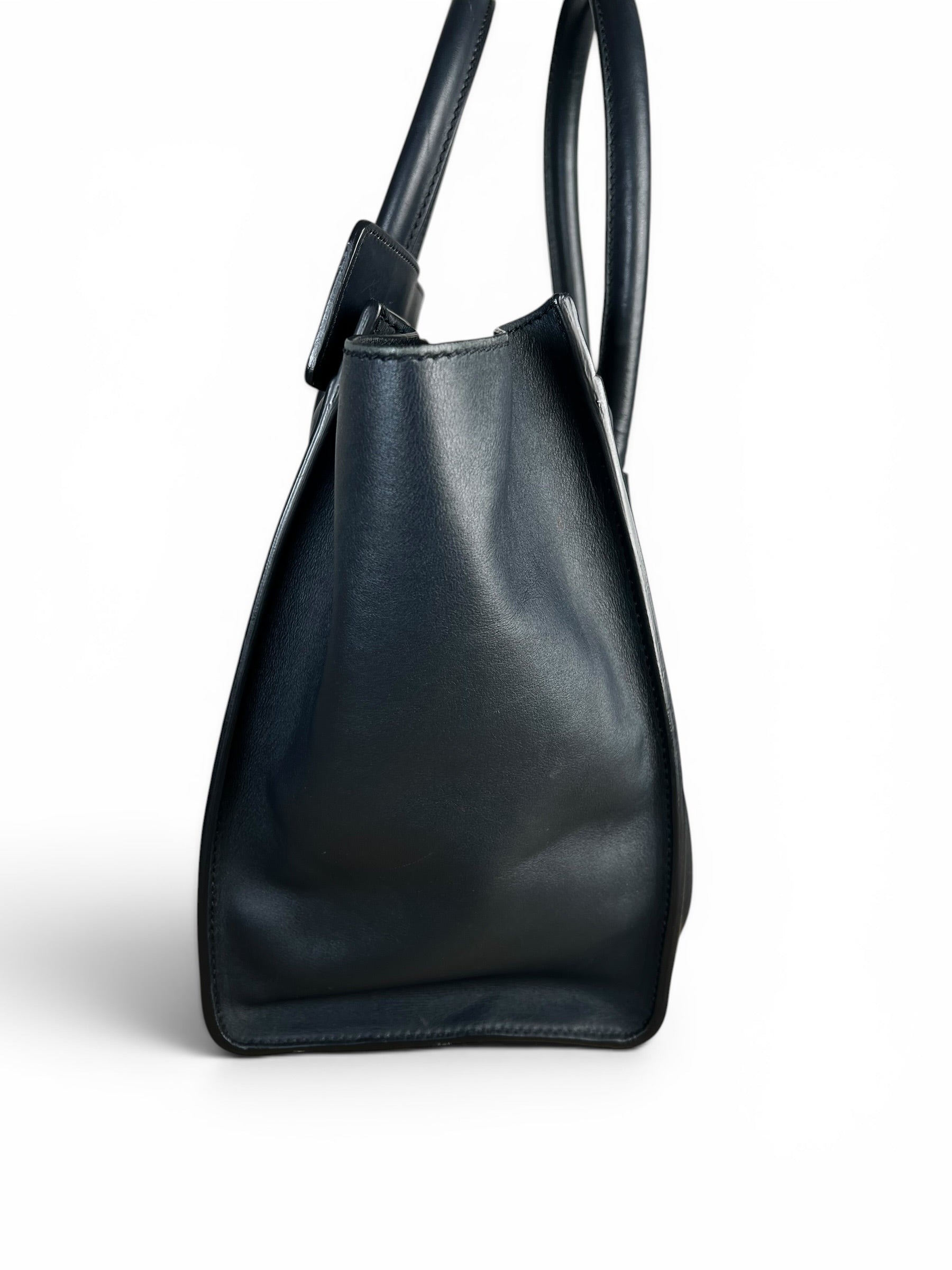 Celine Navy Leather Calfskin Mini Luggage Tote