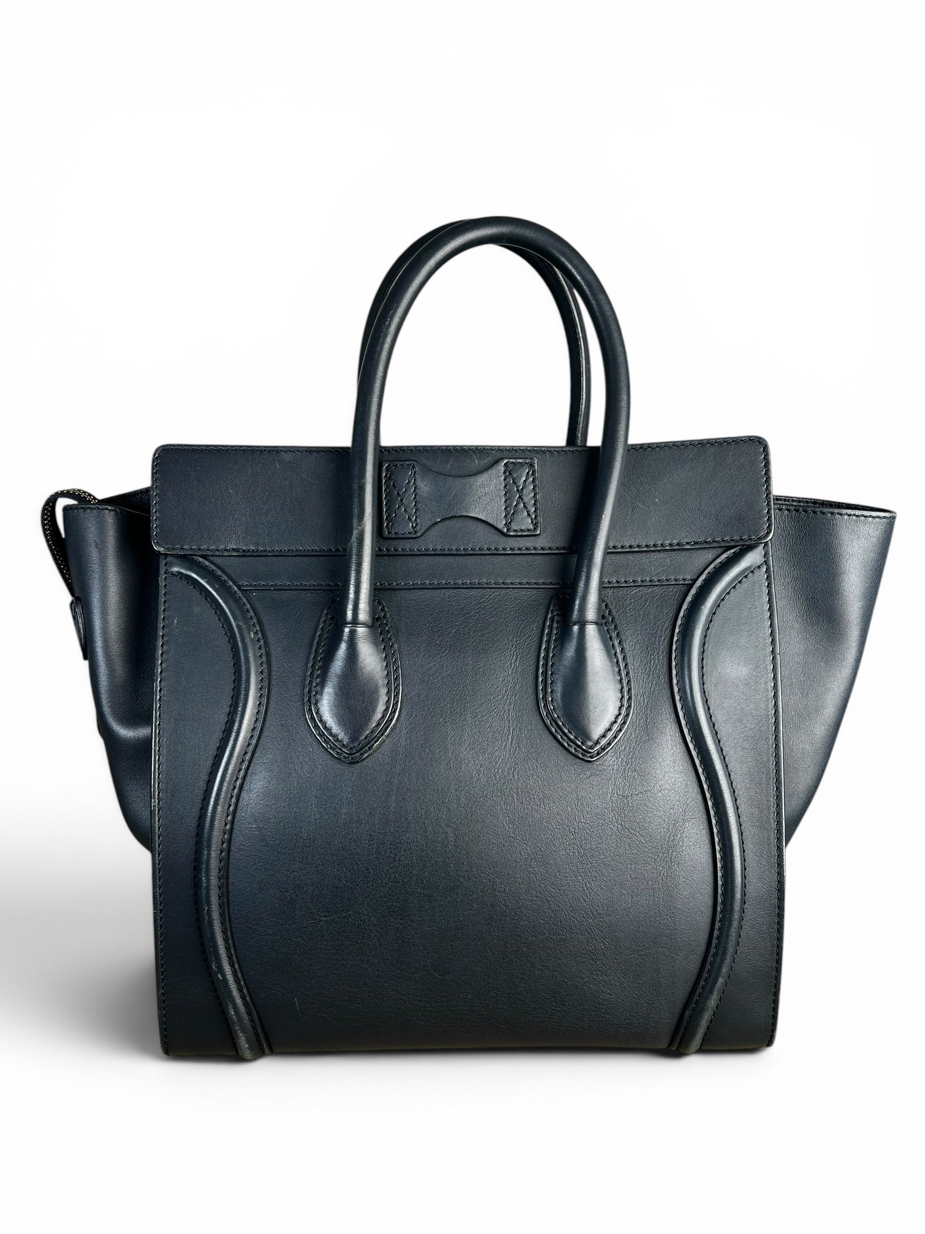 Celine Navy Leather Calfskin Mini Luggage Tote
