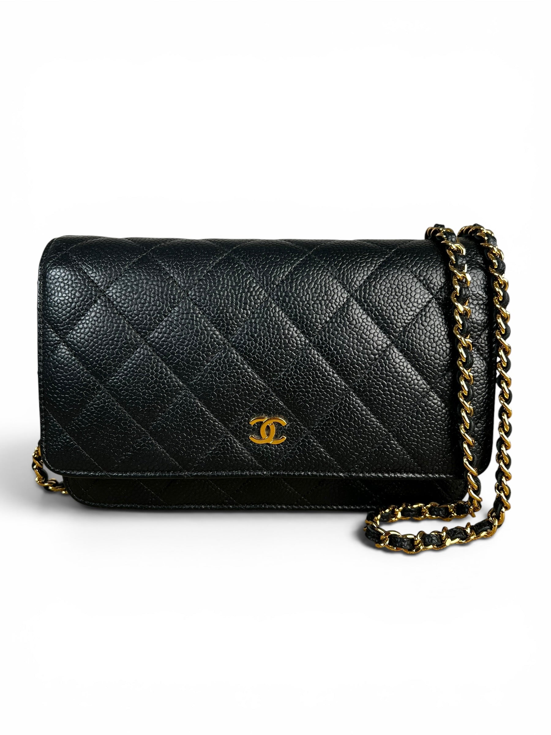 Chanel Black Caviar Classic Wallet On Chain