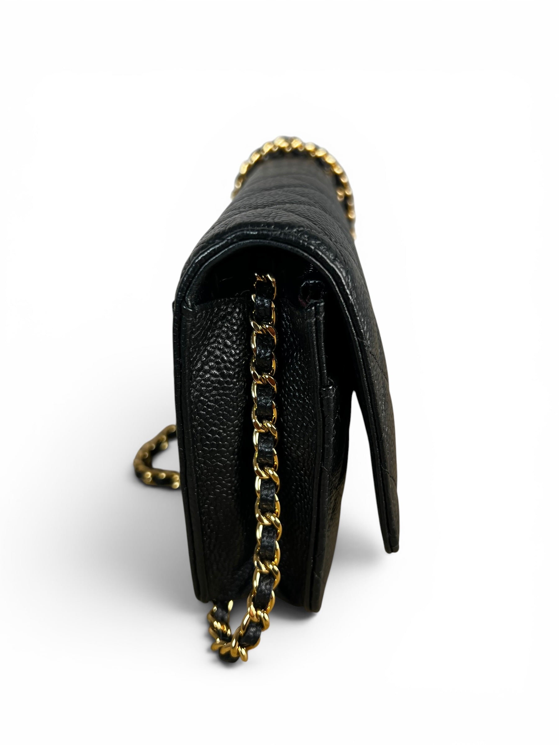 Chanel Black Caviar Classic Wallet On Chain