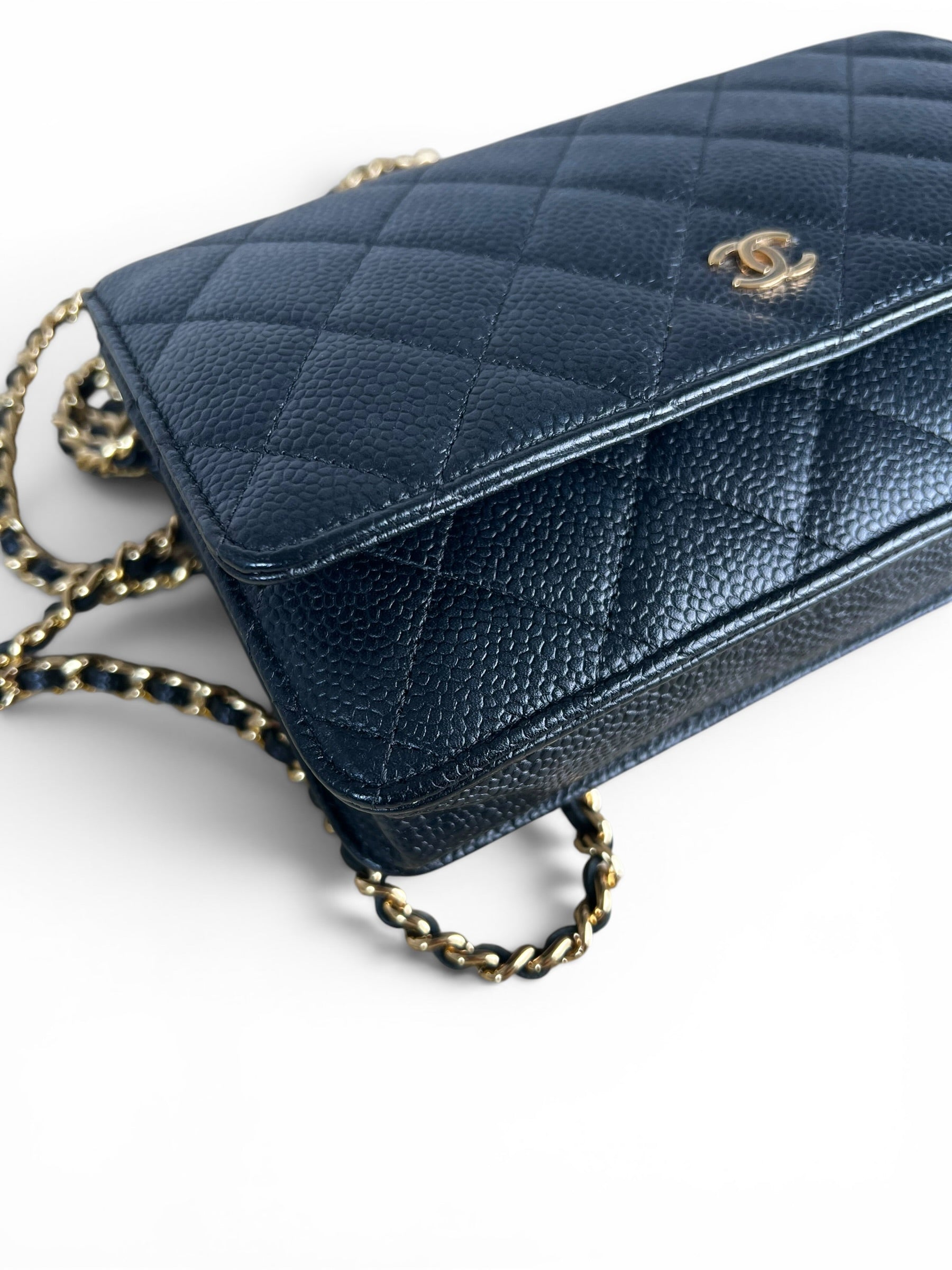 Chanel Black Caviar Classic Wallet On Chain