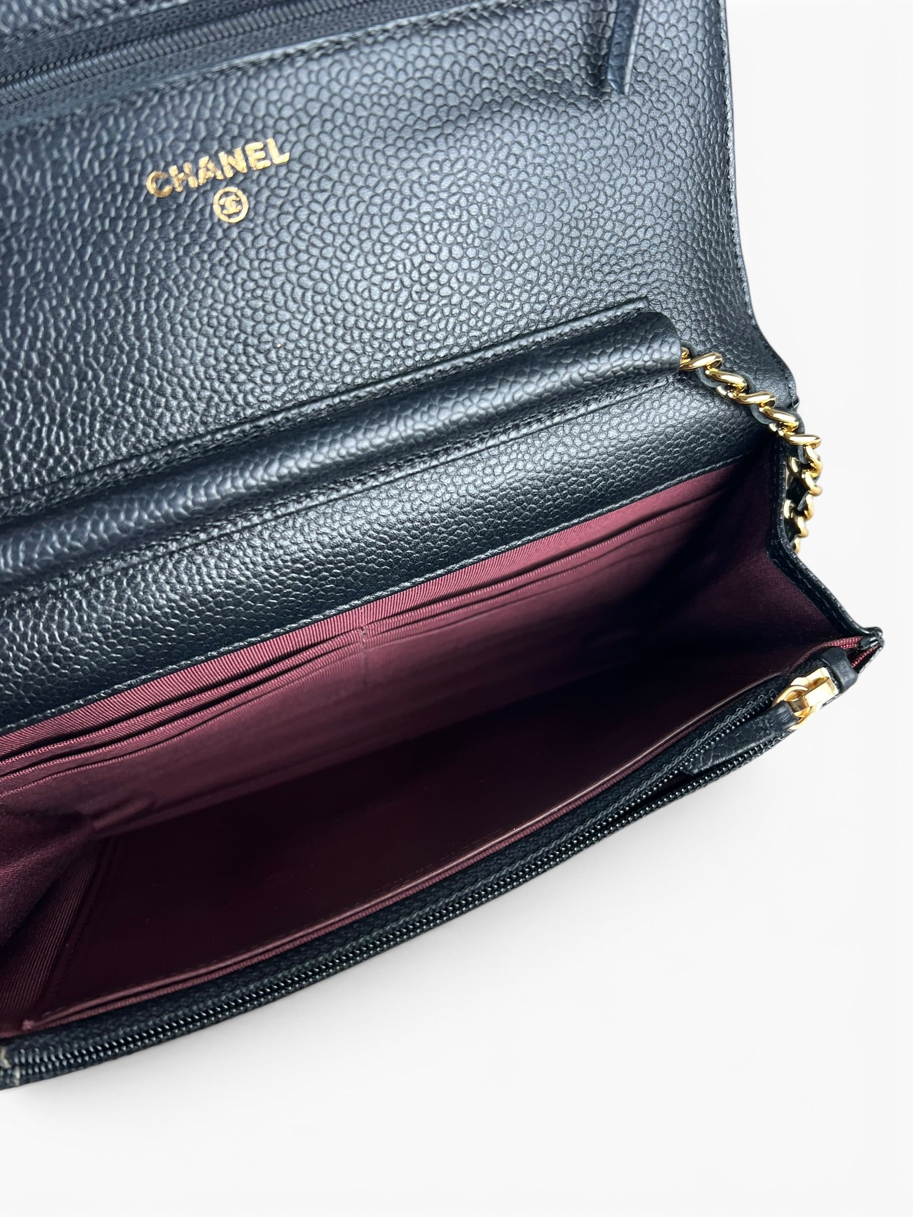 Chanel Black Caviar Classic Wallet On Chain
