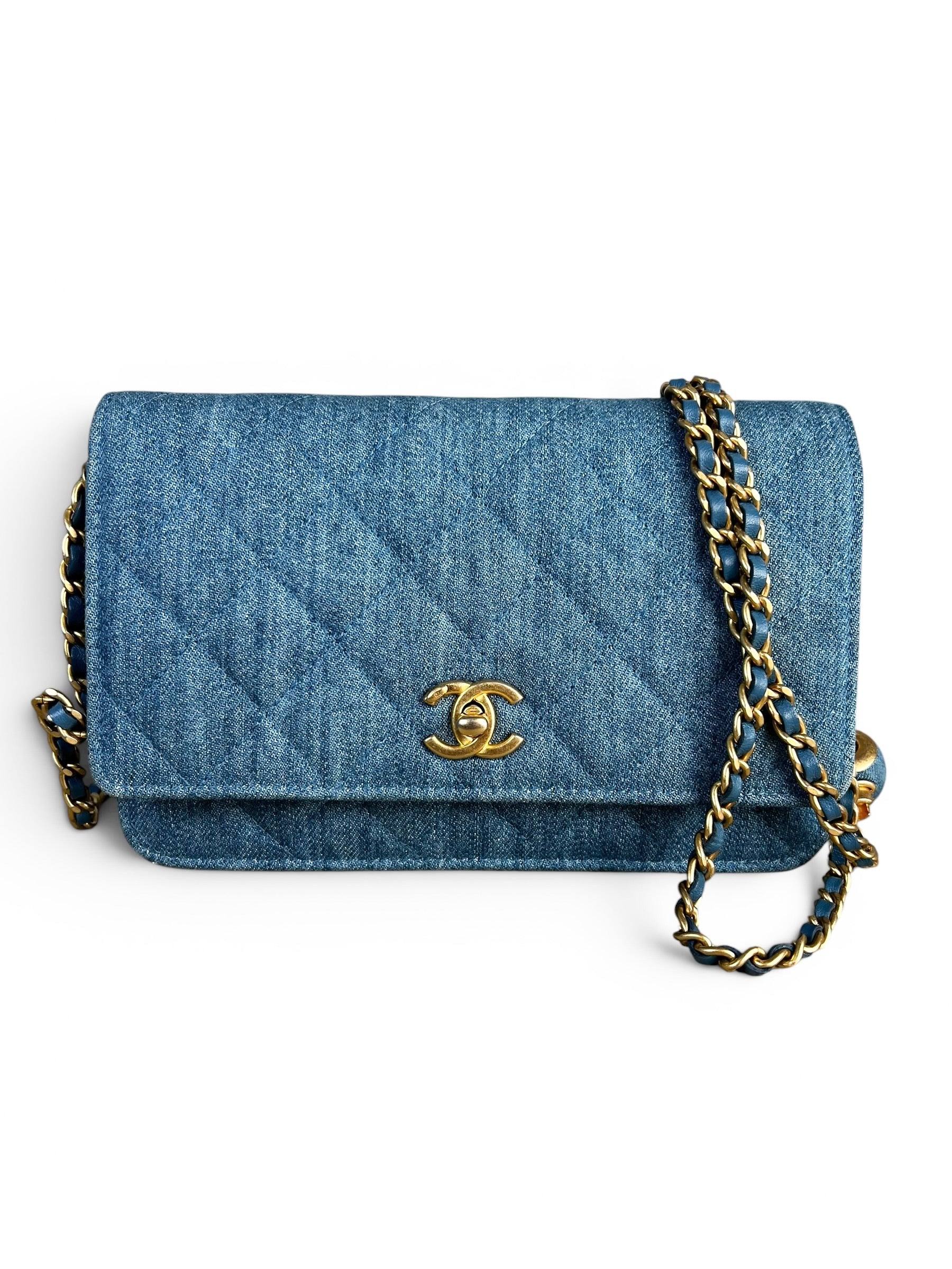 Chanel Denim Pearl Crush Wallet On Chain