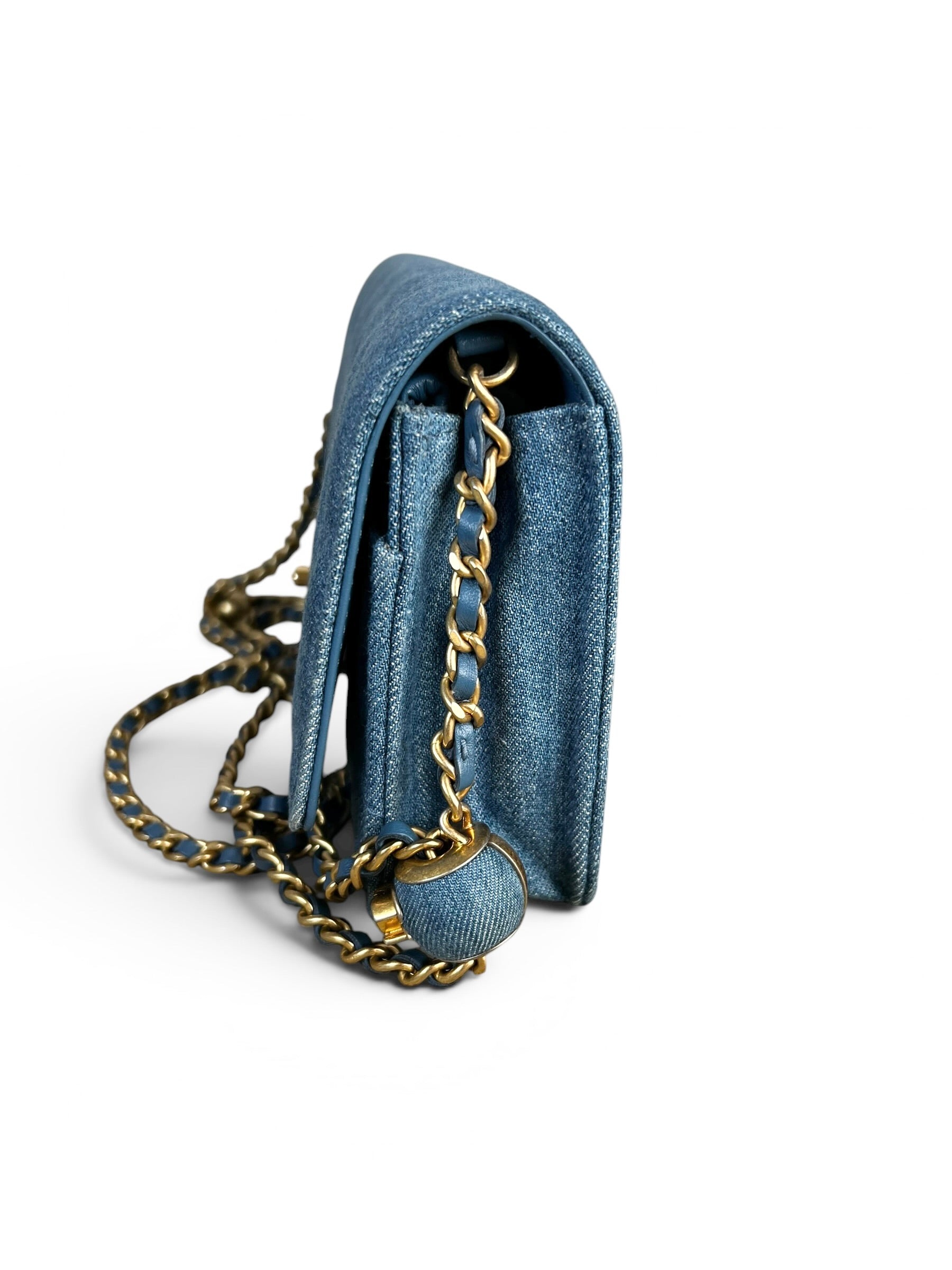 Chanel Denim Pearl Crush Wallet On Chain