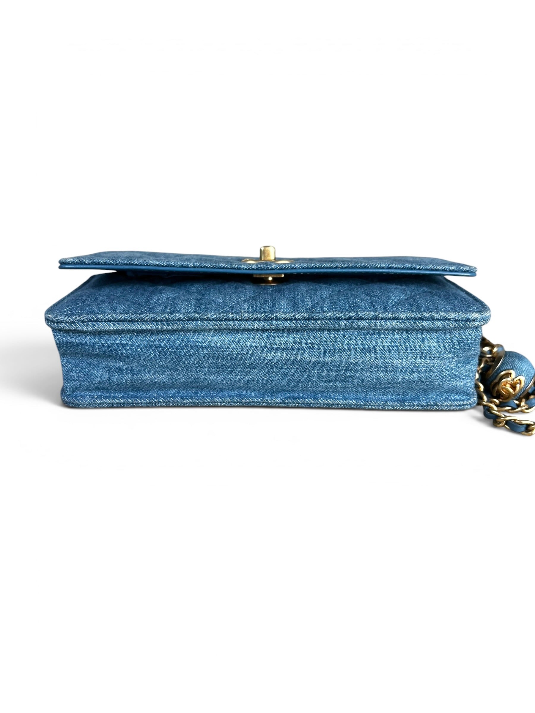 Chanel Denim Pearl Crush Wallet On Chain