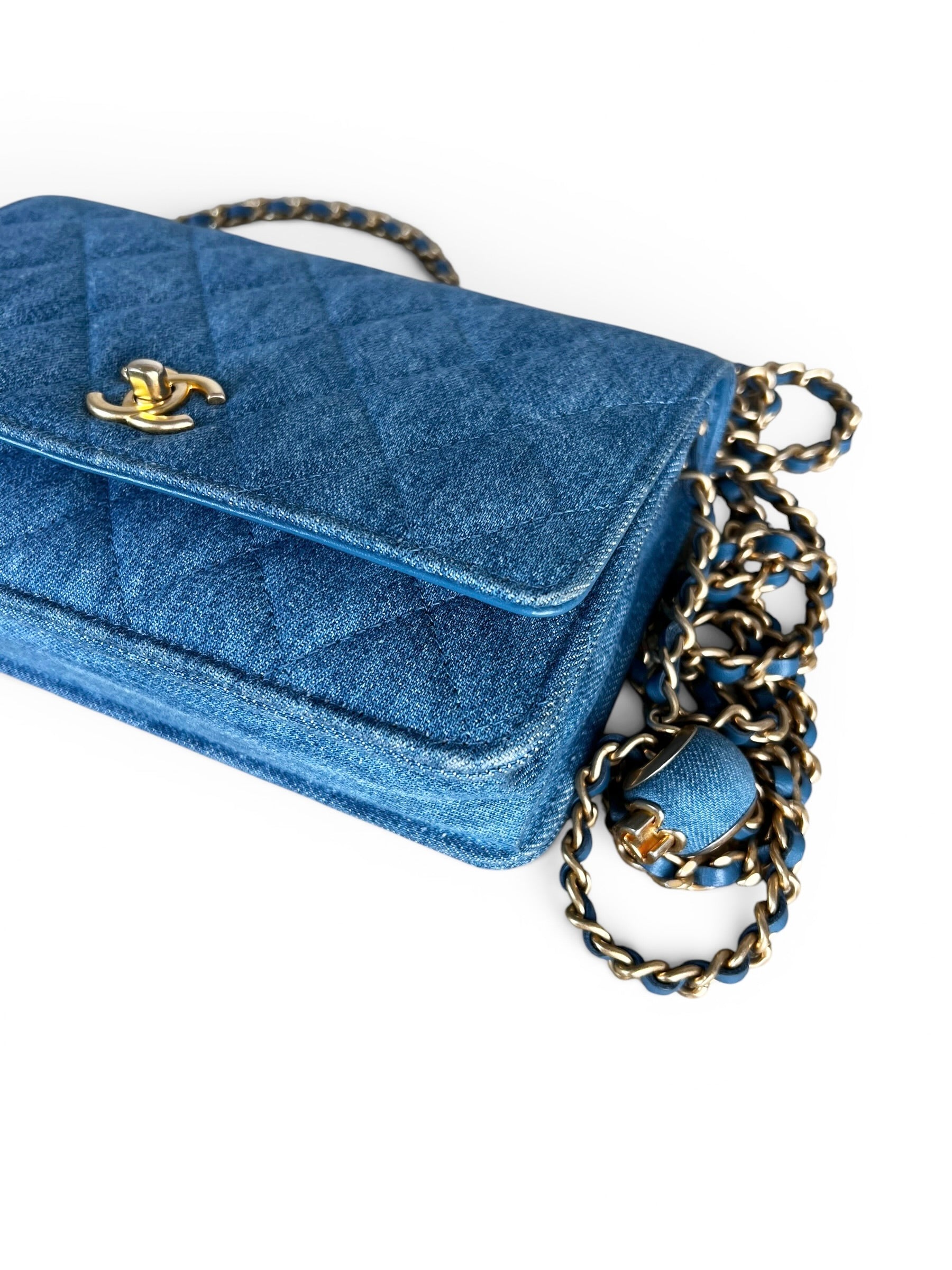 Chanel Denim Pearl Crush Wallet On Chain