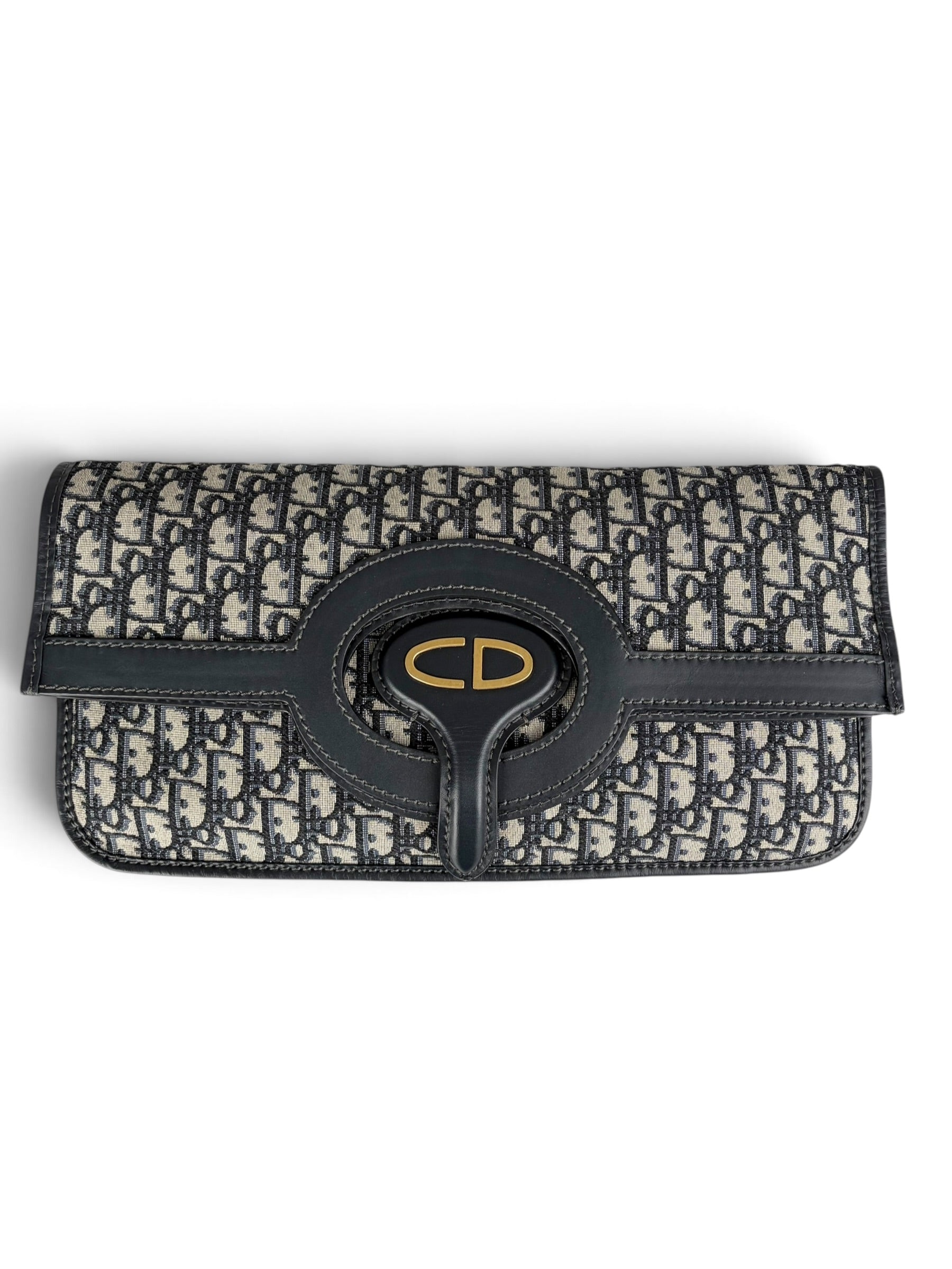 Dior Navy Oblique XL Fold Over Clutch