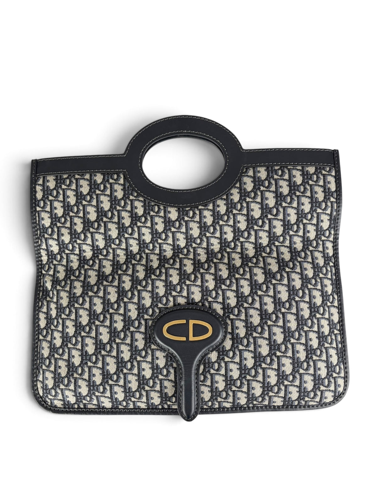 Dior Navy Oblique XL Fold Over Clutch