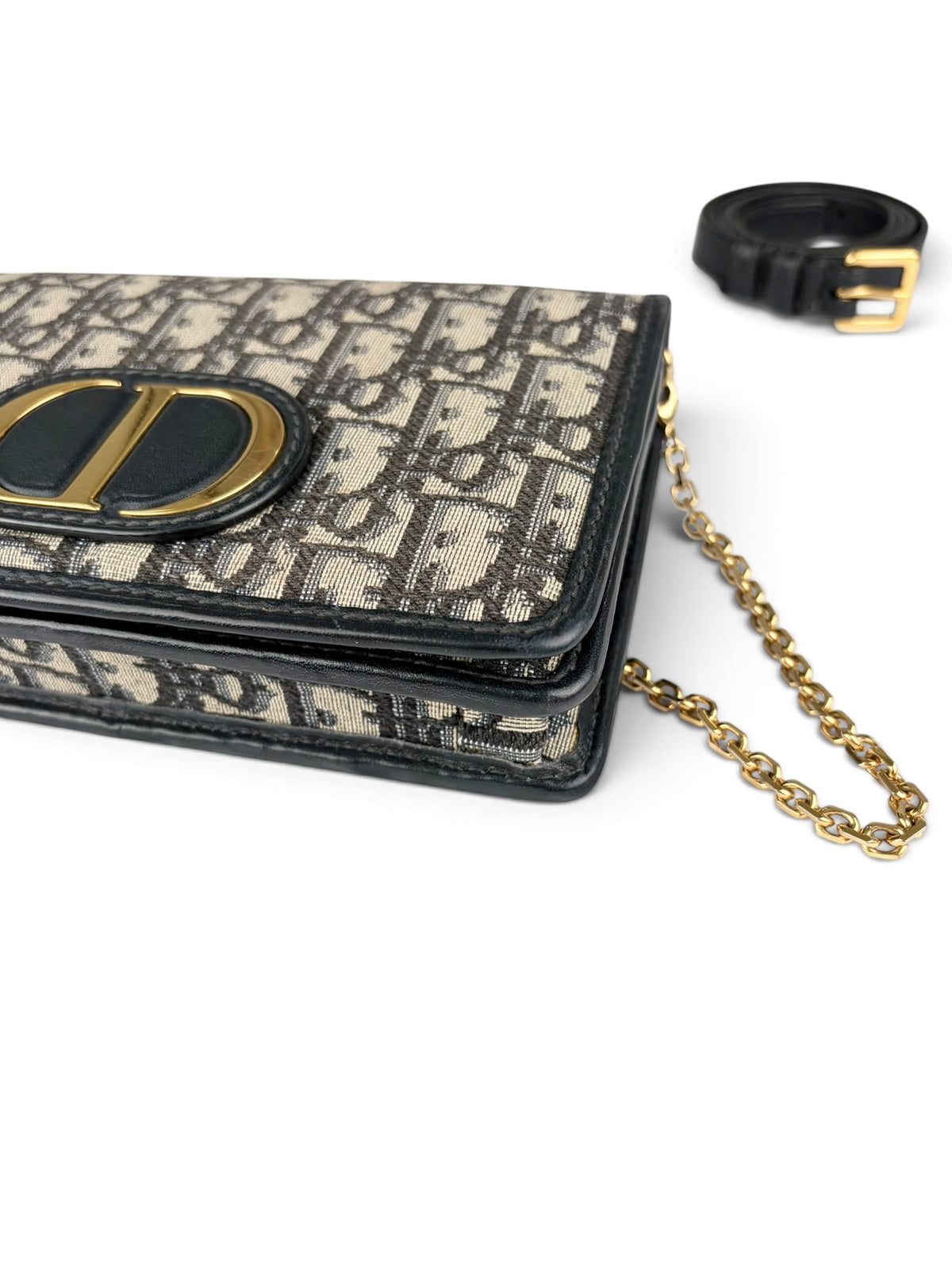 Christian Dior Navy Oblique 30 Montaigne 2-in-1 Pouch