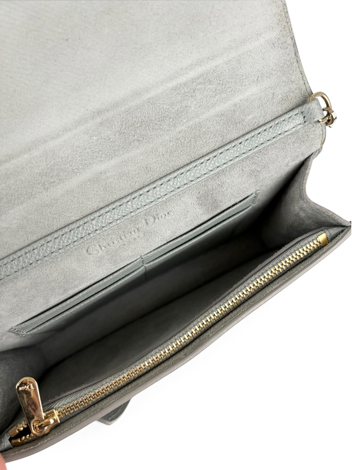 Dior Blue Grained Leather 30 Montaigne 2-in-1 Pouch