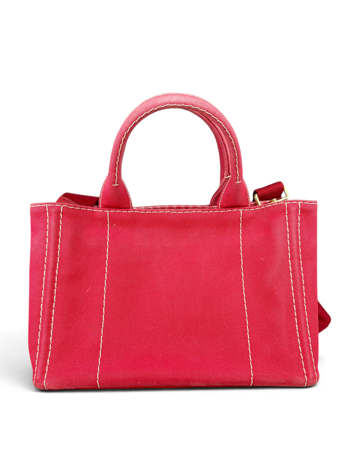 Prada Red Canvas Small Canapa Tote