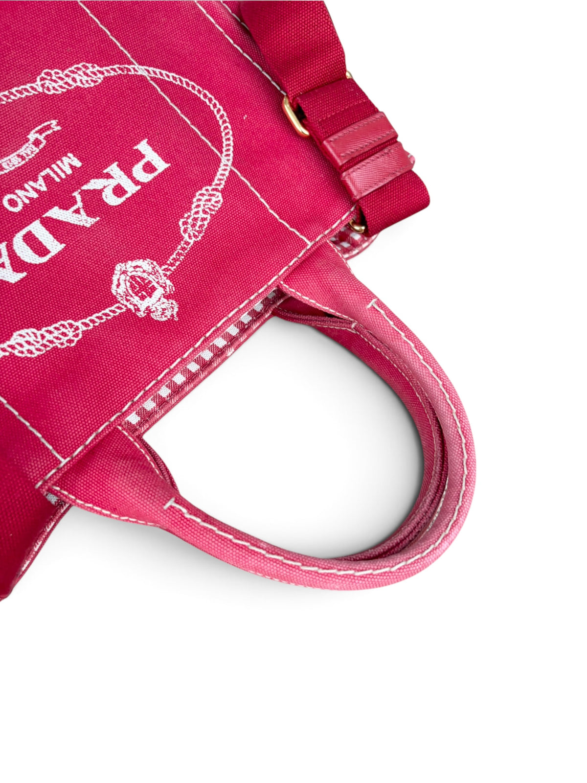 Prada Red Canvas Small Canapa Tote