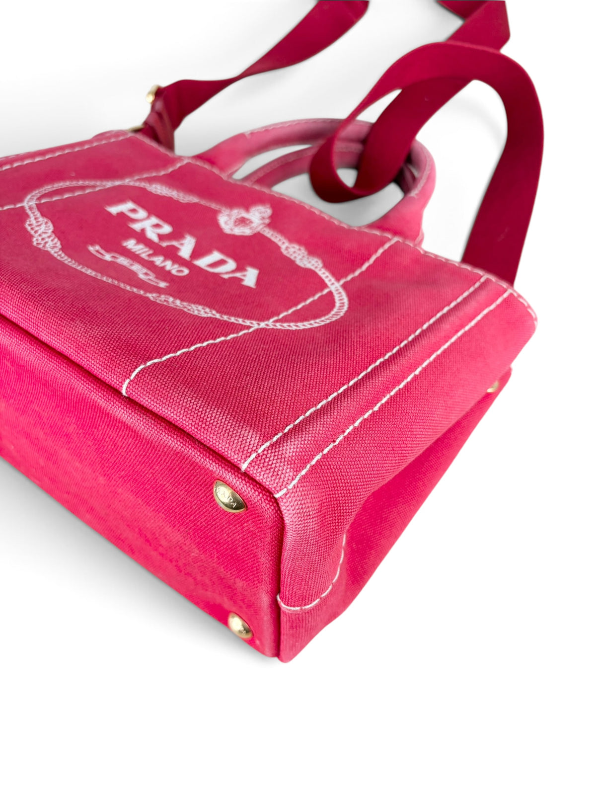 Prada Red Canvas Small Canapa Tote