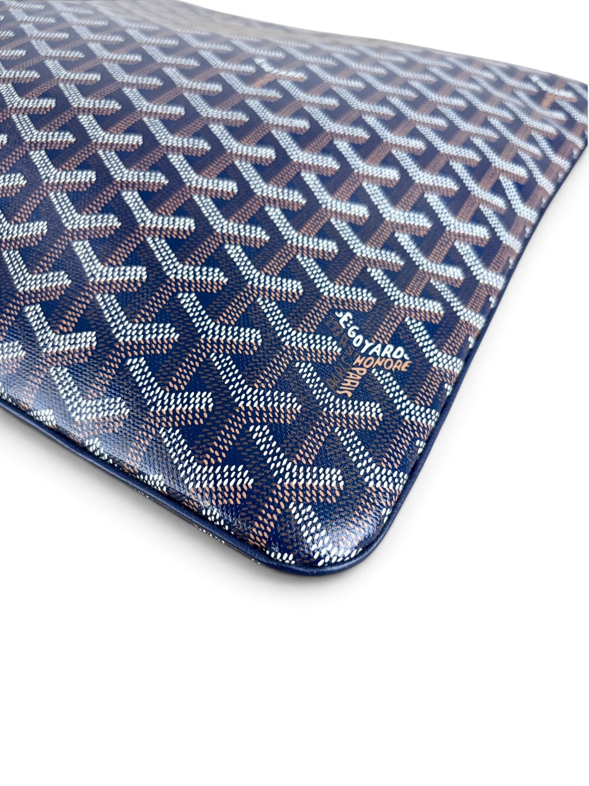 Goyard Navy Goyardine Canvas Senat Pouch GM