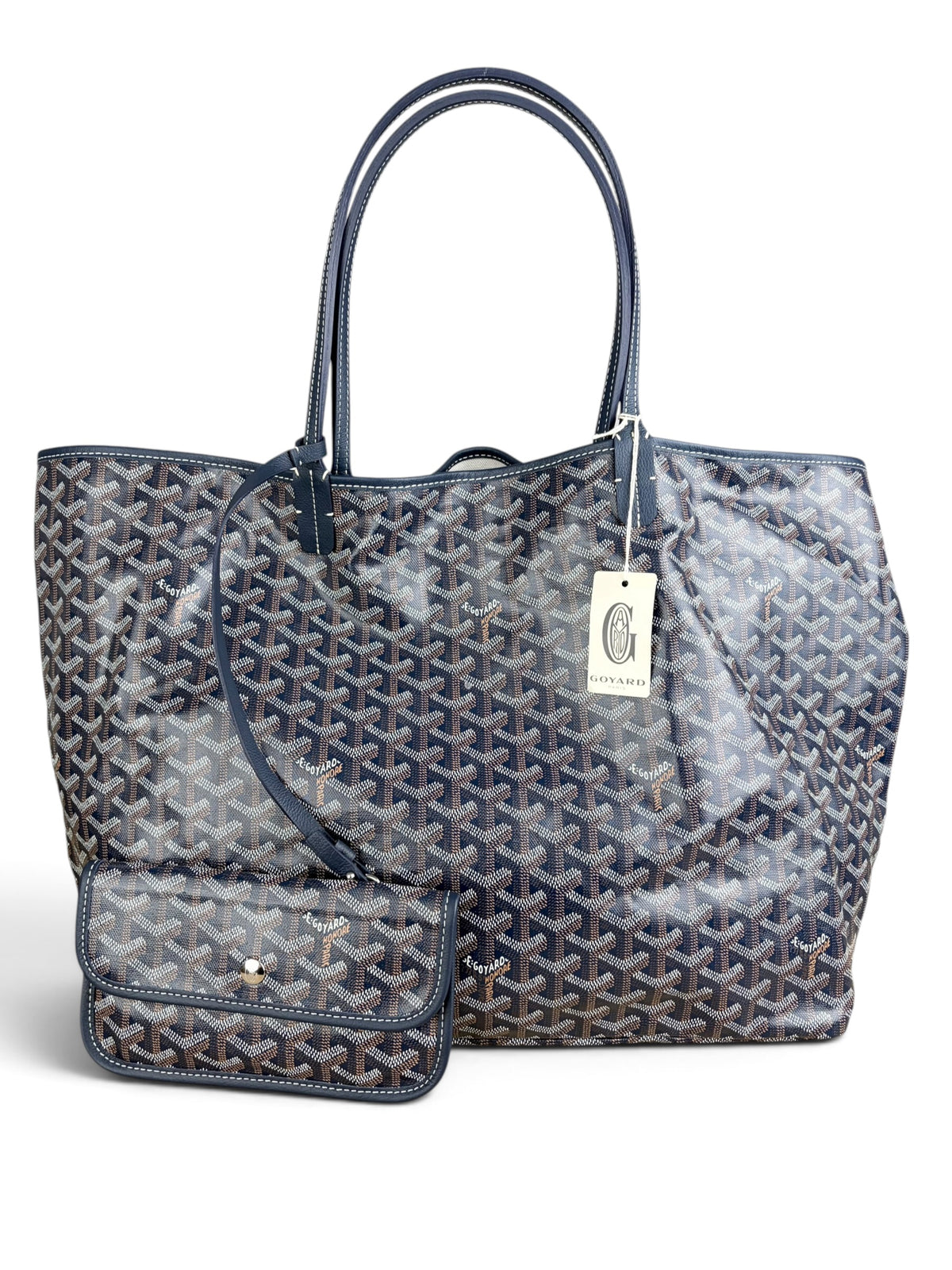Goyard Navy Goyardine Canvas Saint Louis Tote GM