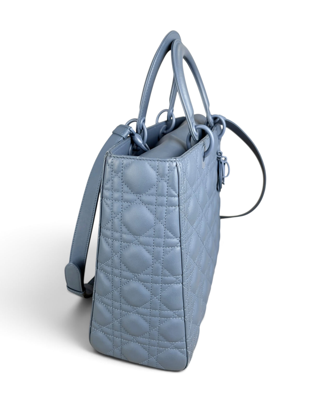 Christian Dior Blue Ultra Matte Leather Lady Dior Large