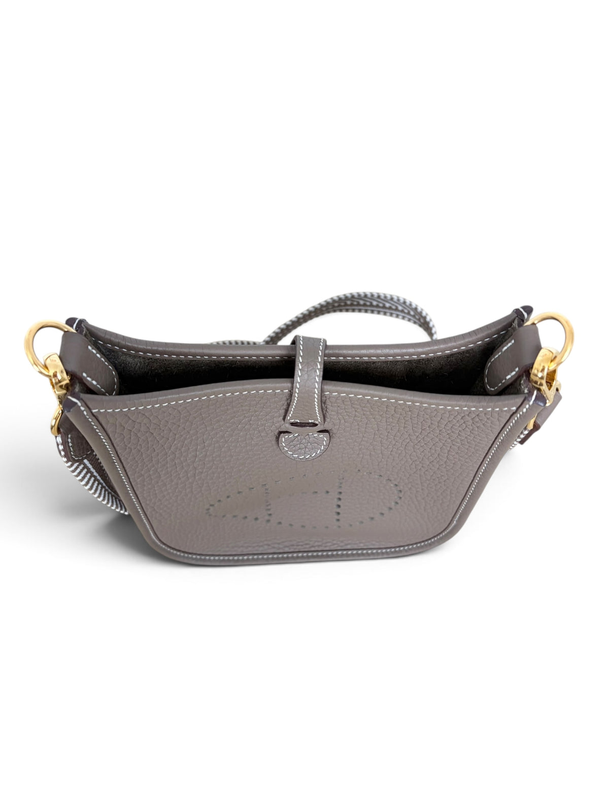 Hermes Etoupe Gris Pale Clemence Amazone Mini Evelyne 16 TPM