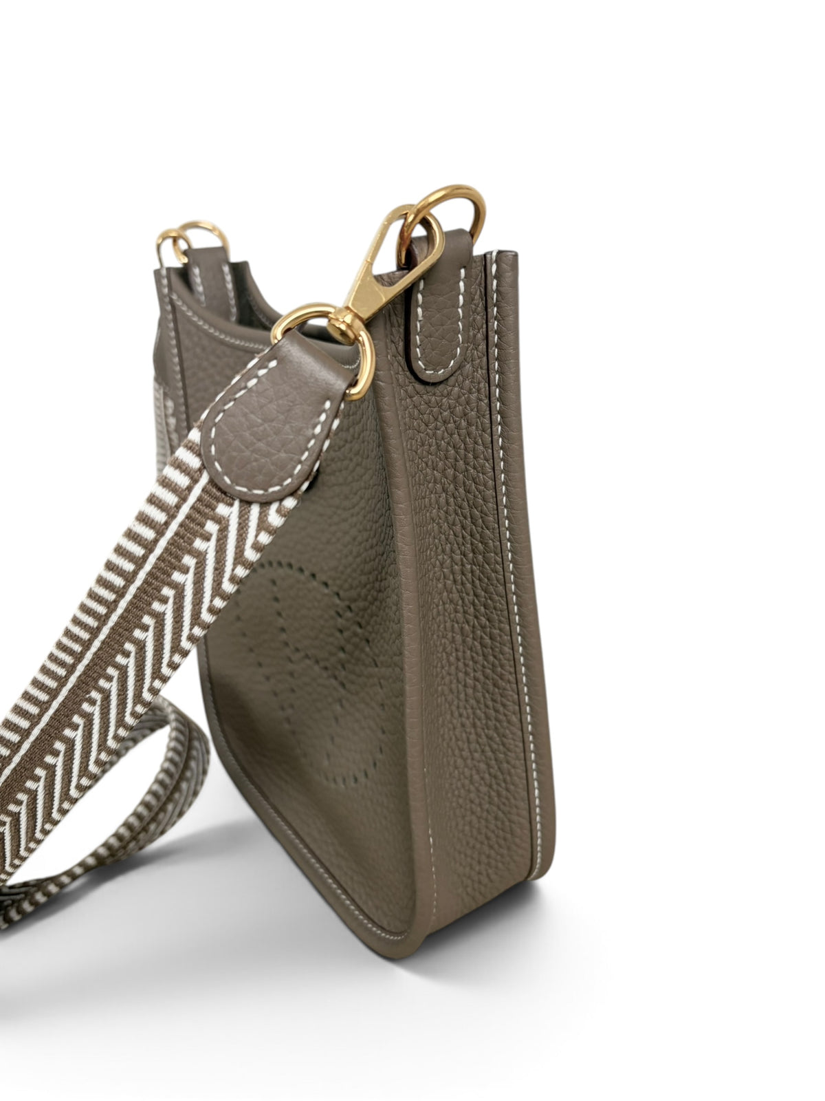 Hermes Etoupe Gris Pale Clemence Amazone Mini Evelyne 16 TPM