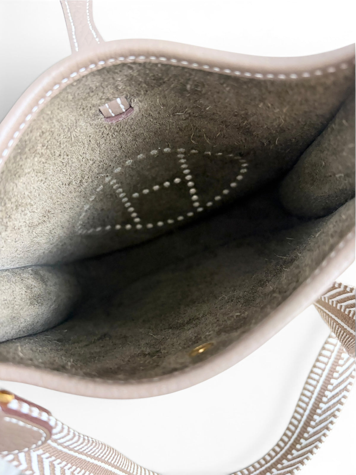 Hermes Etoupe Gris Pale Clemence Amazone Mini Evelyne 16 TPM