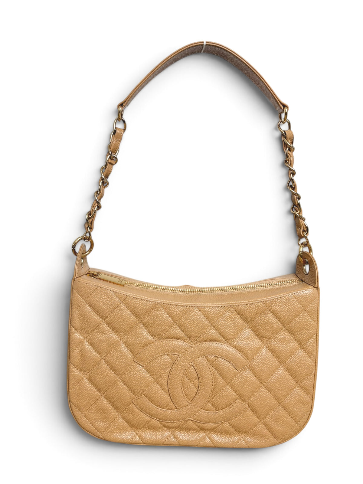 Chanel Vintage Beige Caviar Timeless CC Shoulder Bag