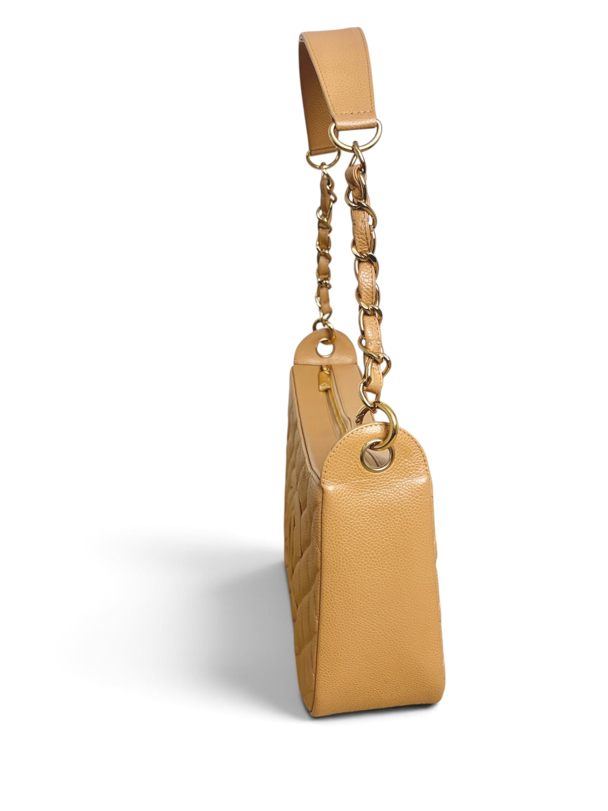 Chanel Vintage Beige Caviar Timeless CC Shoulder Bag